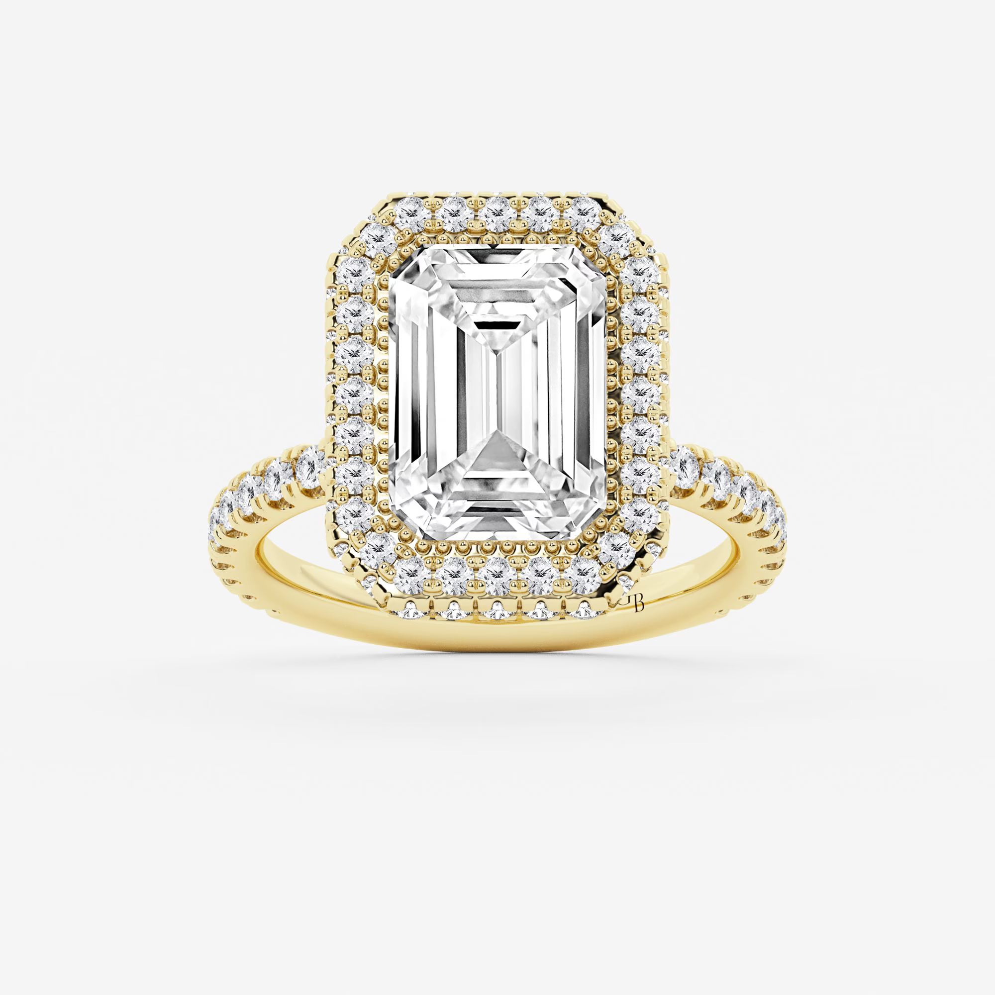 Emerald Cut Double Halo Engagement Ring