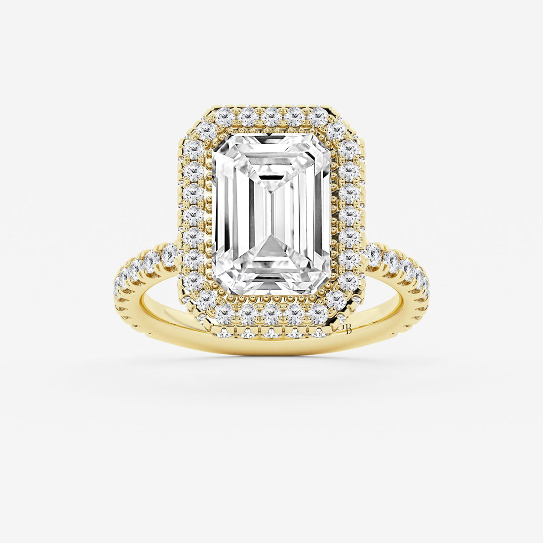 Emerald Cut Double Halo Engagement Ring