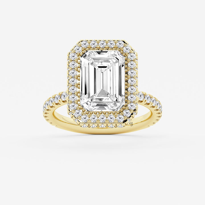 Emerald Cut Double Halo Engagement Ring