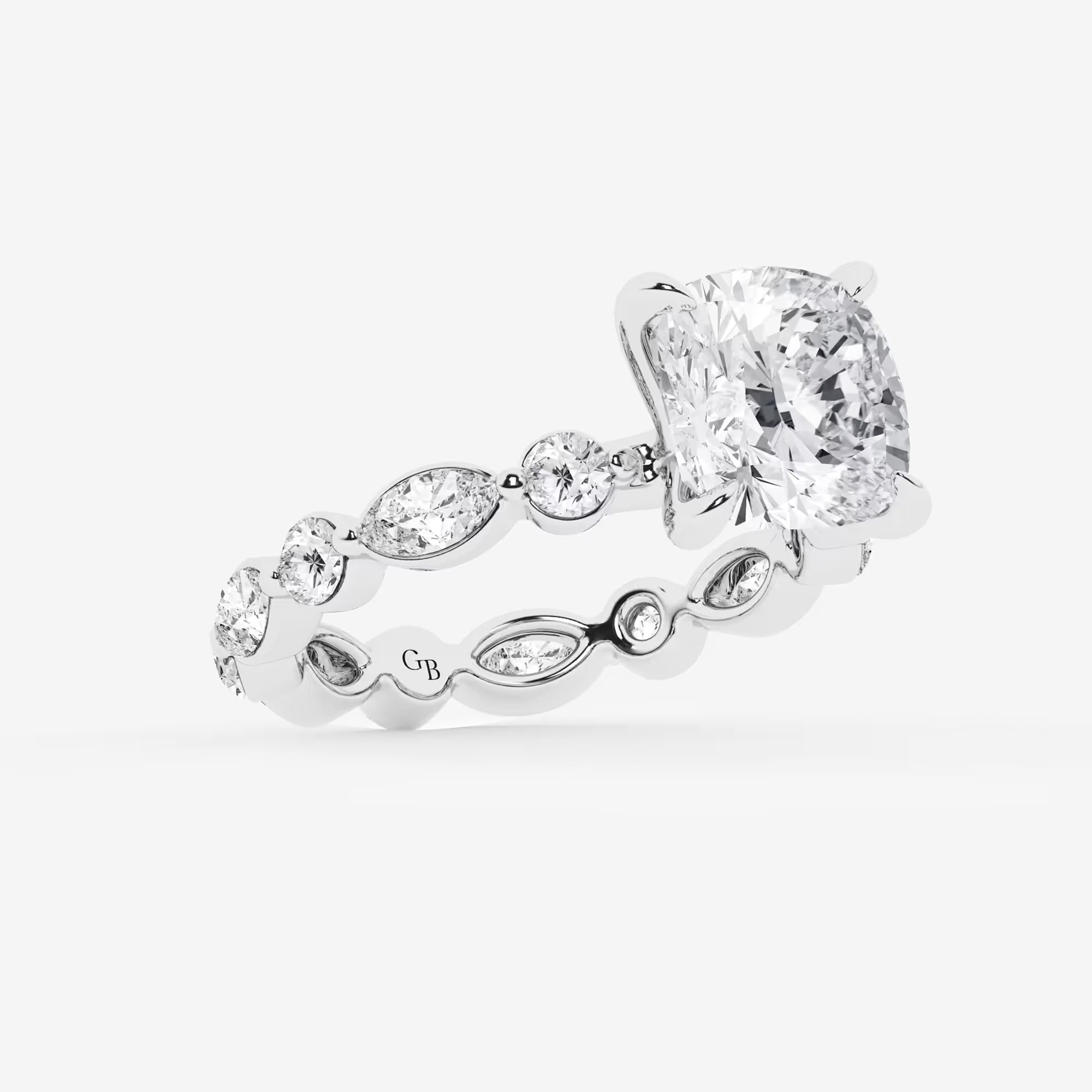 Lumina Cushion Lab-Grown Diamond Alternating Round & Marquise Eternity Engagement Ring