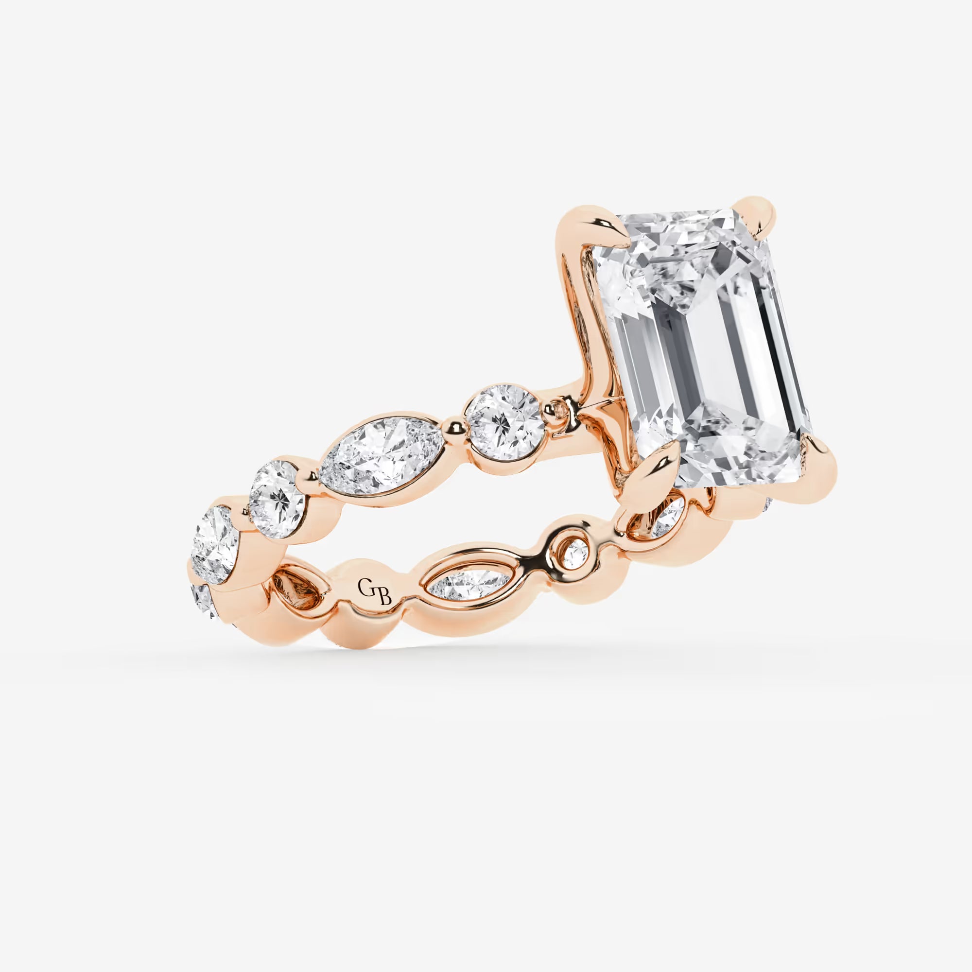 Emerald Cut Solitaire Bridal Ring Set