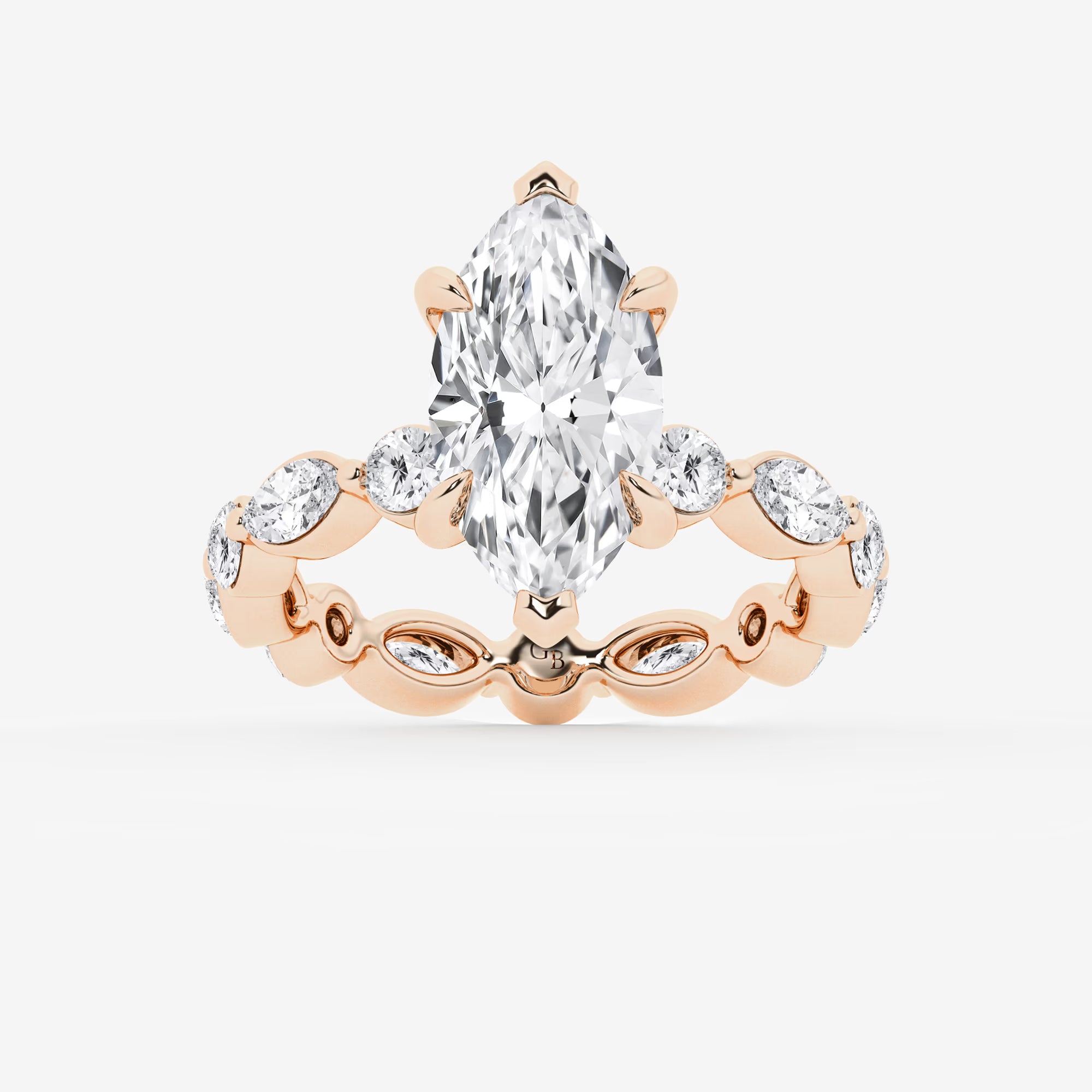 Elaris Marquise Lab-Grown Diamond Solitaire Ring with Alternating Round & Marquise Eternity Band