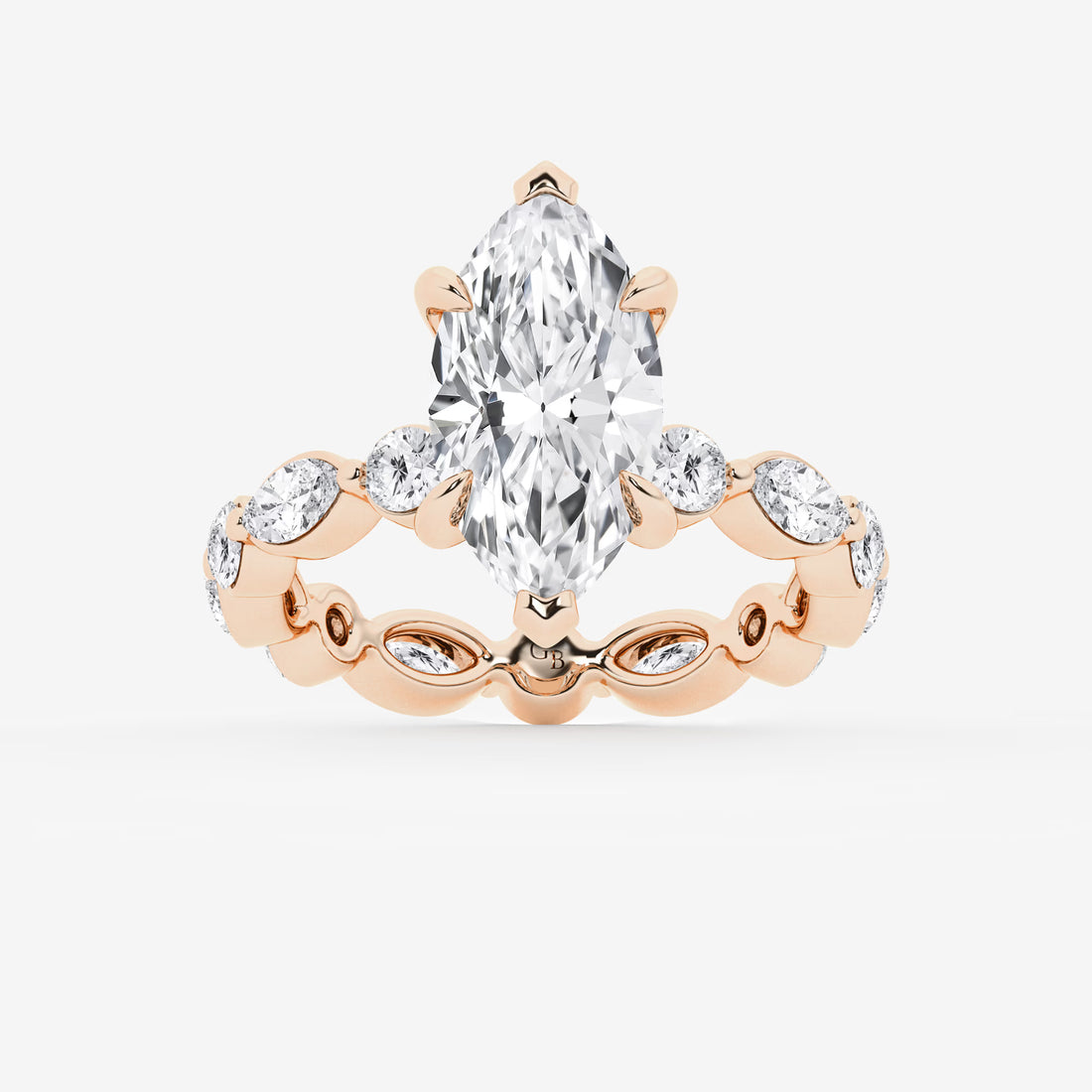 Elaris Marquise Lab-Grown Diamond Solitaire Ring with Alternating Round & Marquise Eternity Band