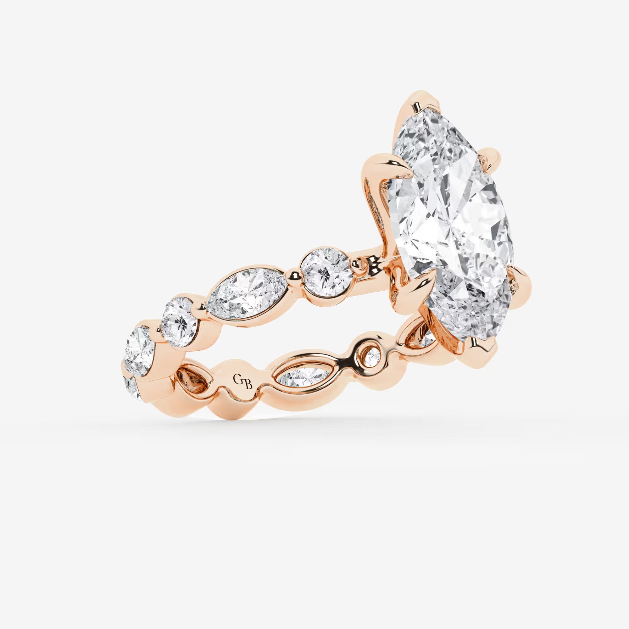 Elaris Marquise Lab-Grown Diamond Solitaire Ring with Alternating Round & Marquise Eternity Band