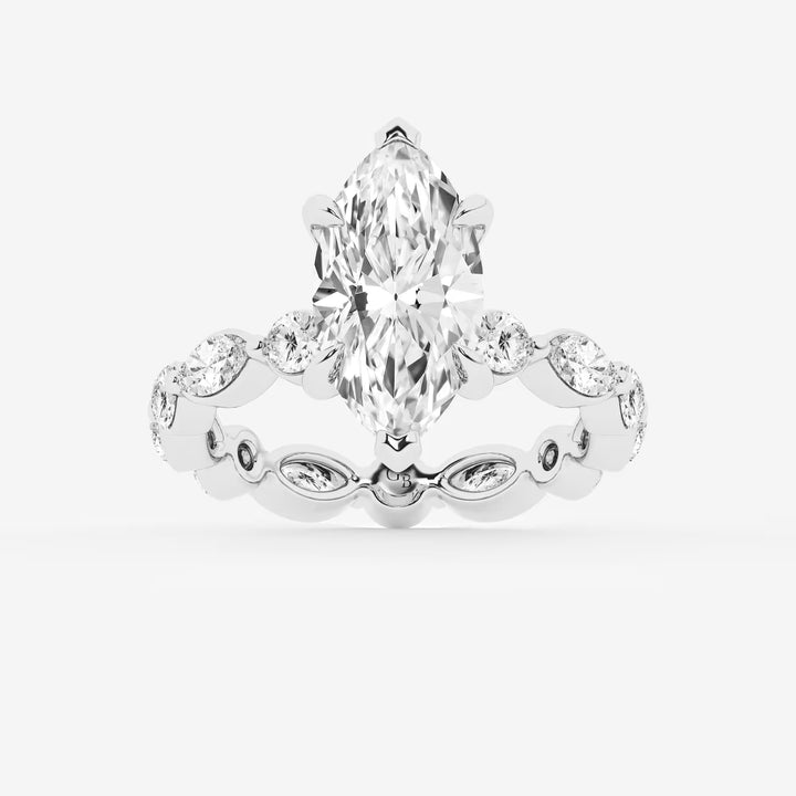 Elaris Marquise Lab-Grown Diamond Solitaire Ring with Alternating Round & Marquise Eternity Band