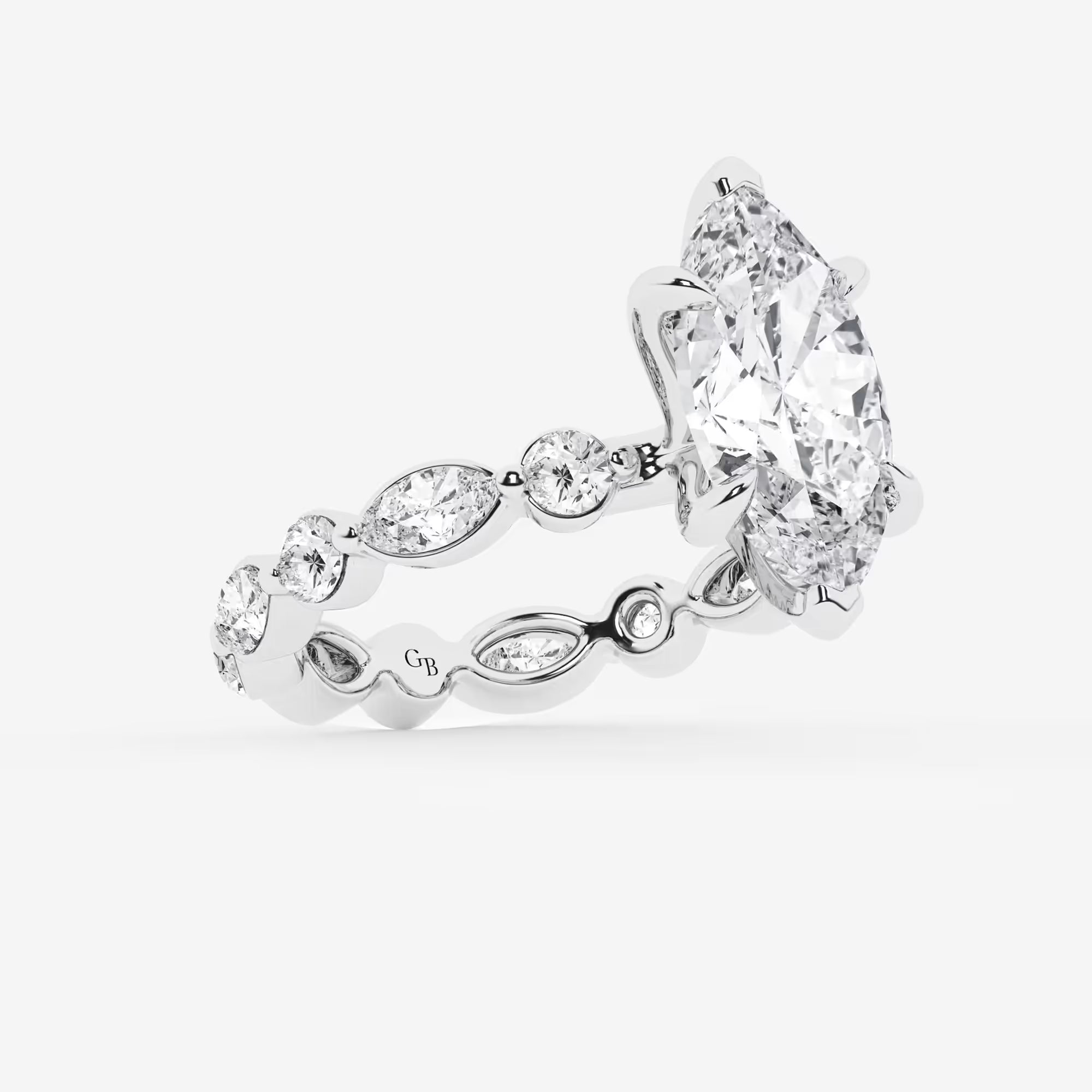 Elaris Marquise Lab-Grown Diamond Solitaire Ring with Alternating Round & Marquise Eternity Band