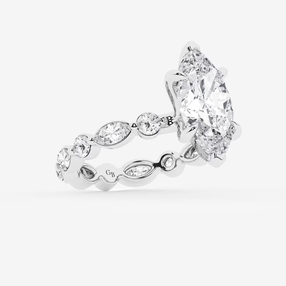 Elaris Marquise Lab-Grown Diamond Solitaire Ring with Alternating Round & Marquise Eternity Band