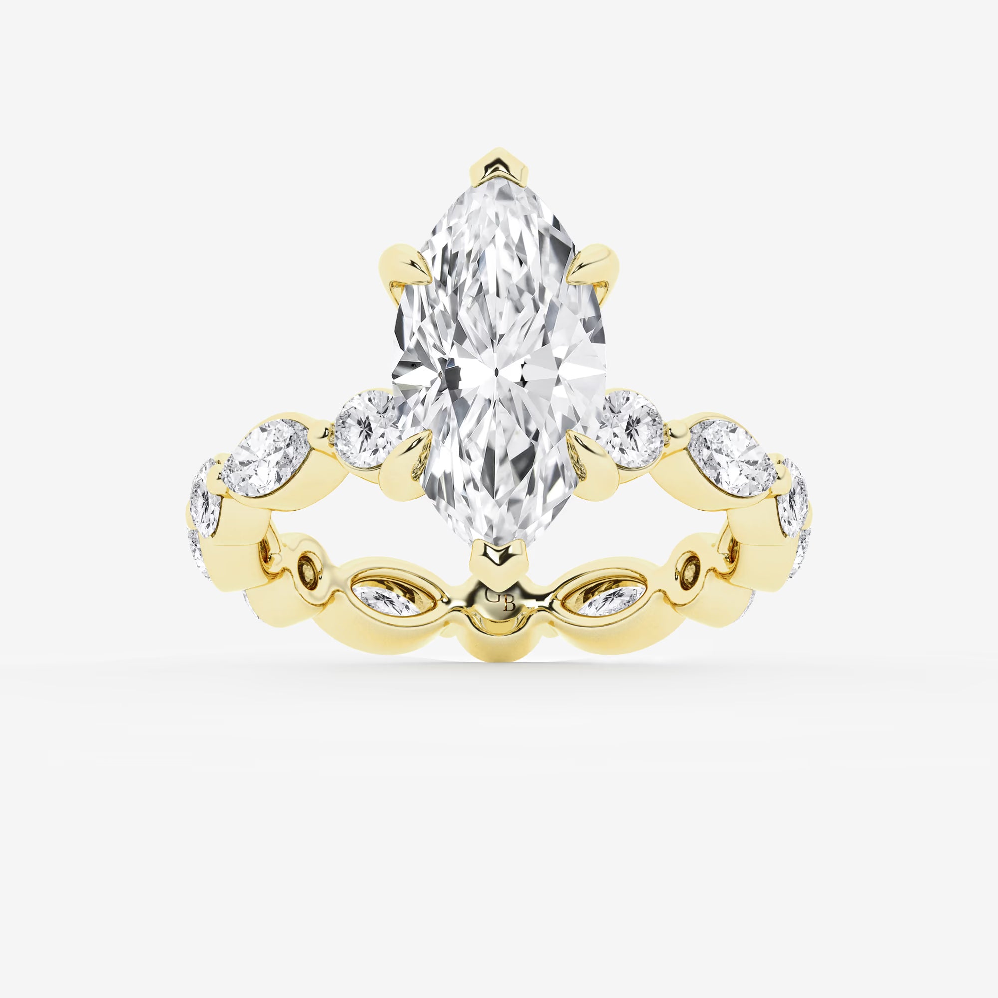 Elaris Marquise Lab-Grown Diamond Solitaire Ring with Alternating Round & Marquise Eternity Band