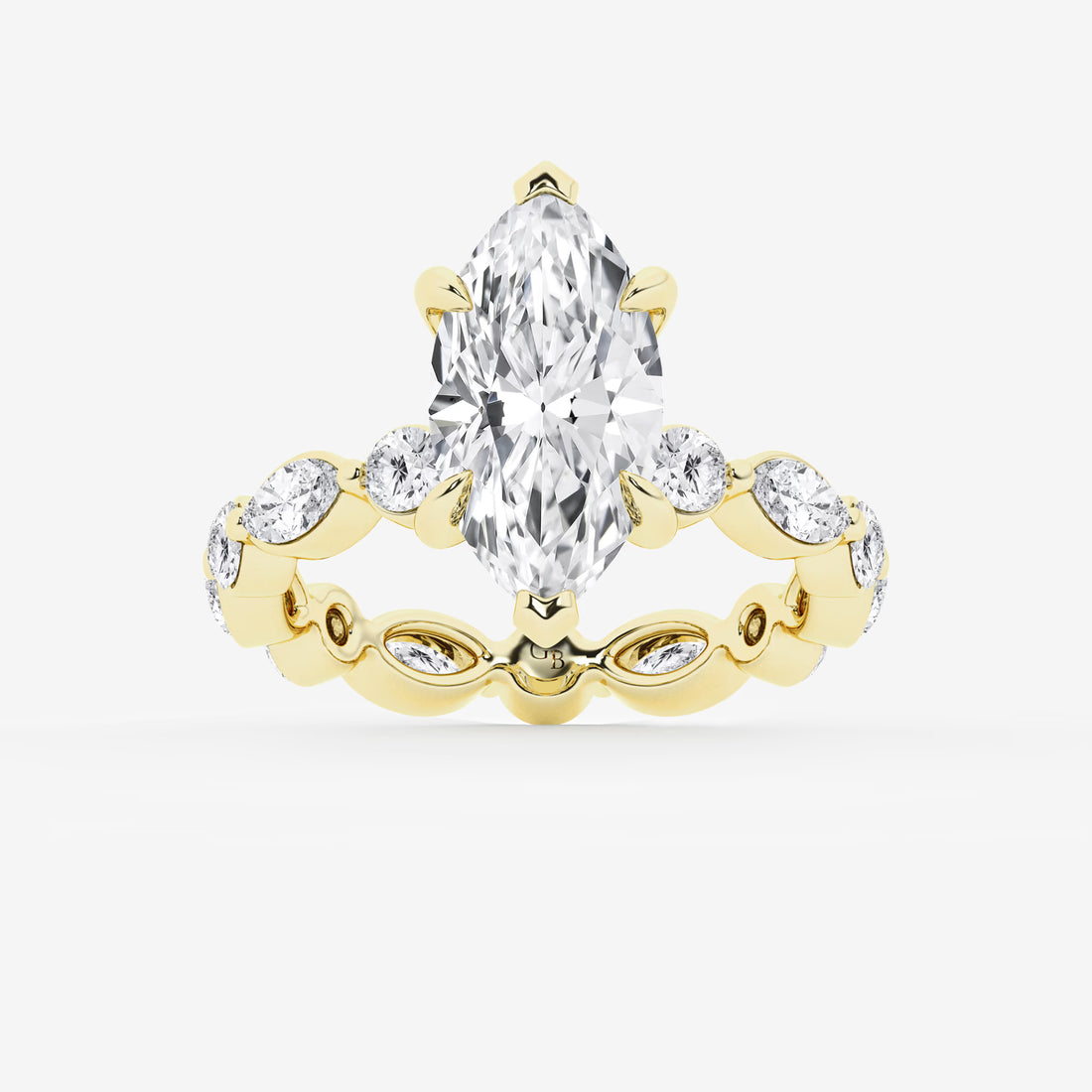 Elaris Marquise Lab-Grown Diamond Solitaire Ring with Alternating Round & Marquise Eternity Band