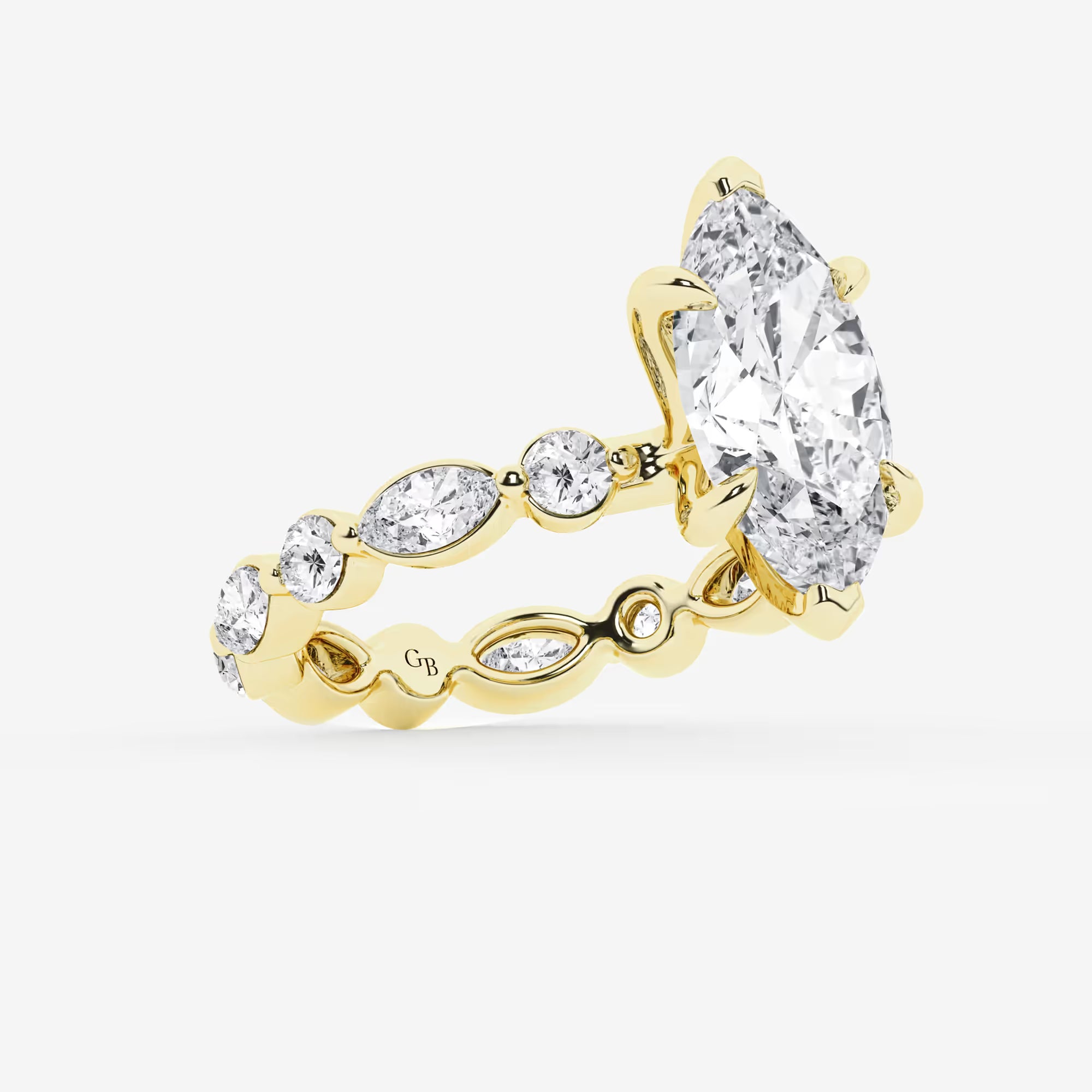 Elaris Marquise Lab-Grown Diamond Solitaire Ring with Alternating Round & Marquise Eternity Band