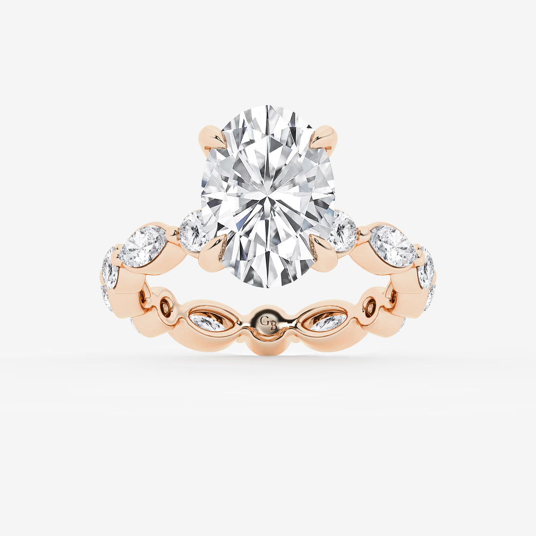 Auravelle Oval Lab Grown Diamond Alternating Round and Marquise Eternity Engagement Ring