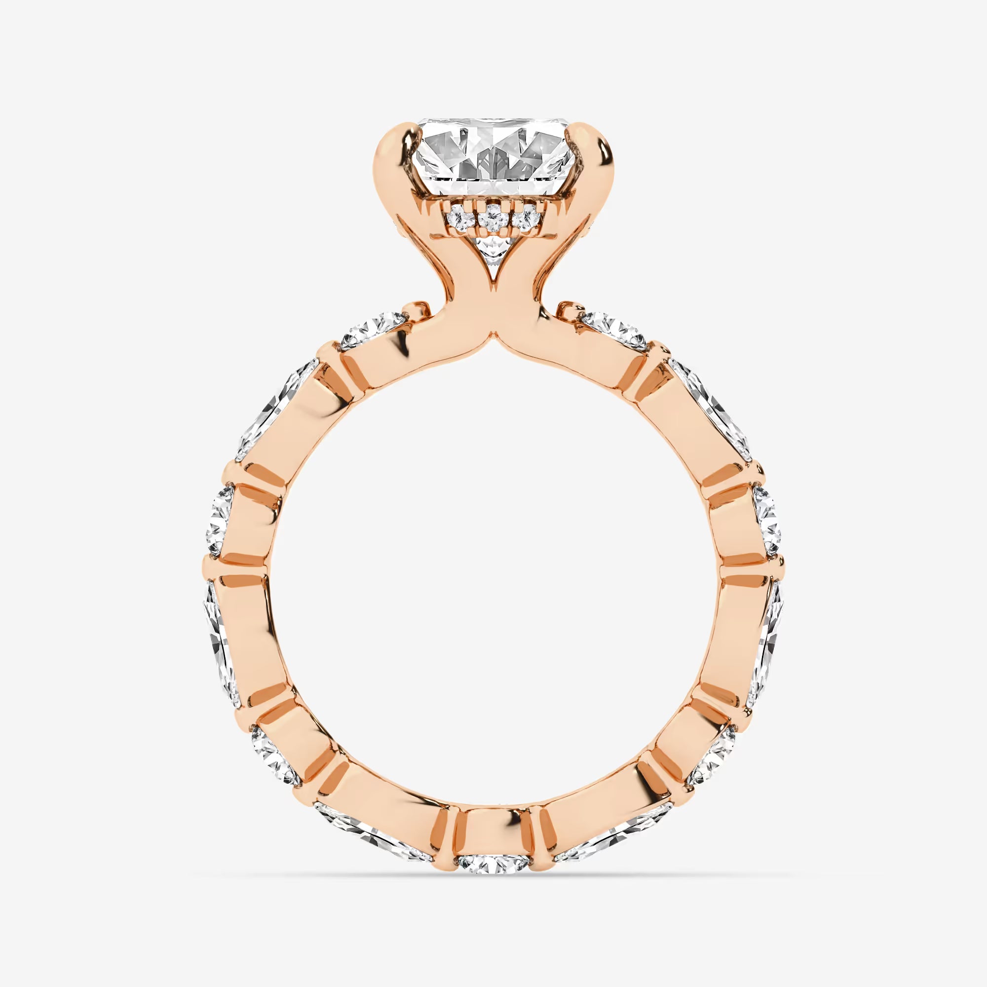 Auravelle Oval Lab Grown Diamond Alternating Round and Marquise Eternity Engagement Ring