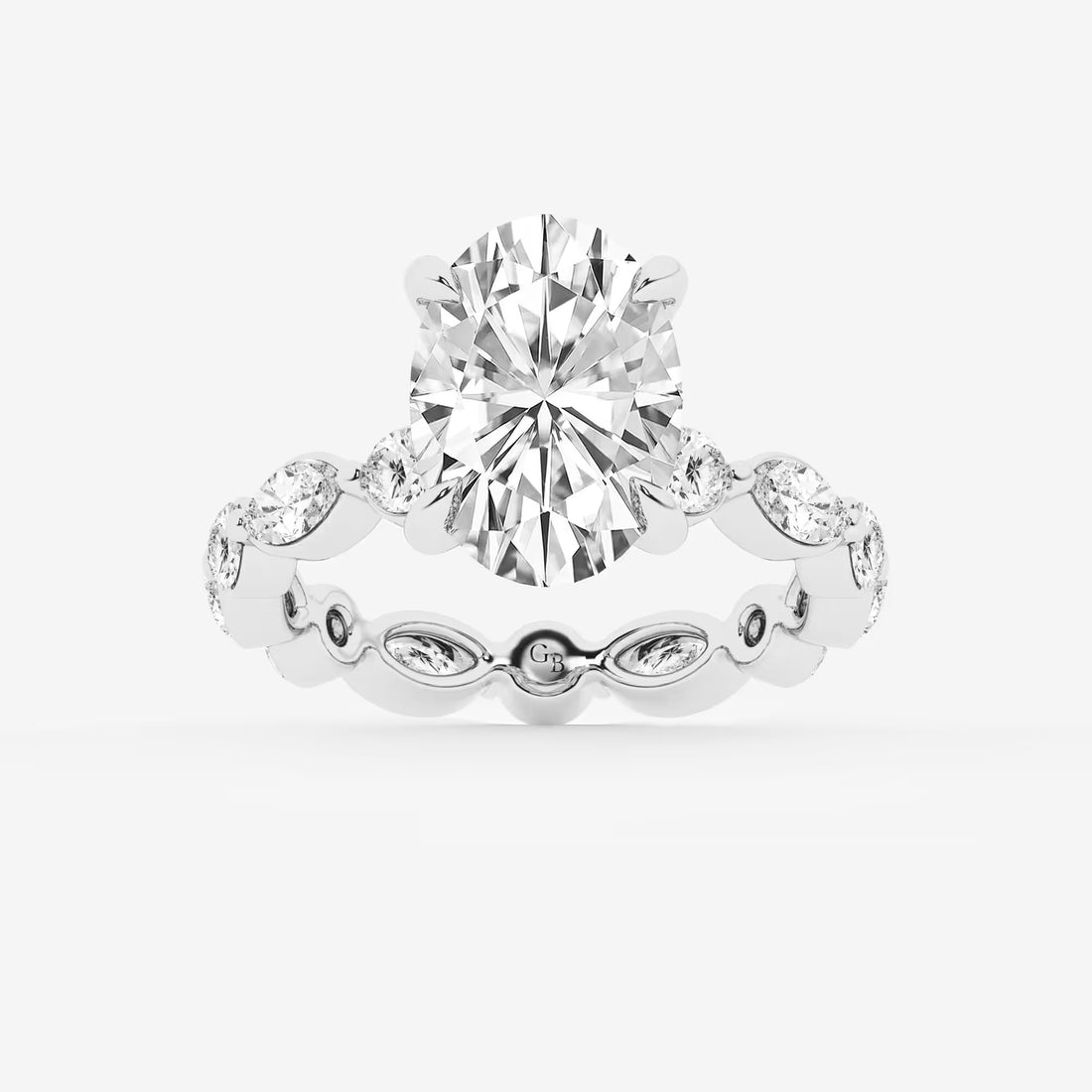 Auravelle Oval Lab Grown Diamond Alternating Round and Marquise Eternity Engagement Ring