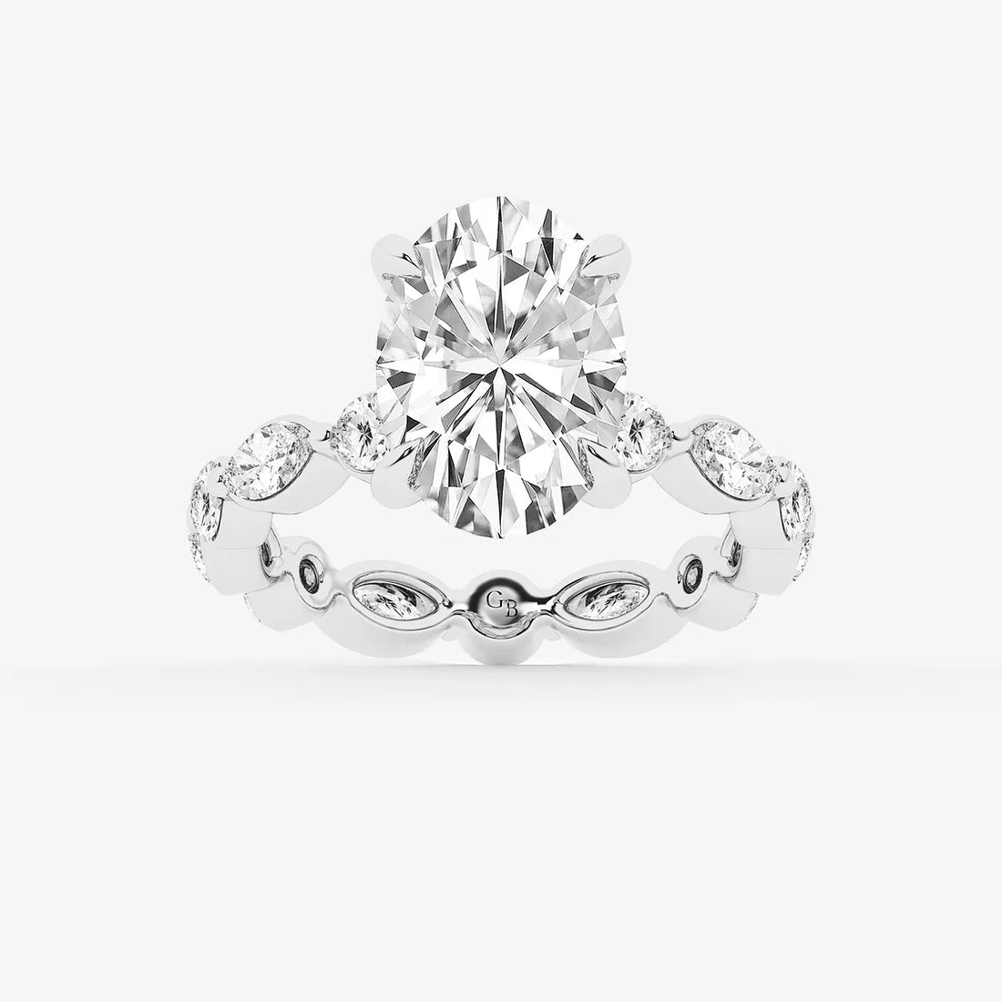 Auravelle Oval Lab Grown Diamond Alternating Round and Marquise Eternity Engagement Ring