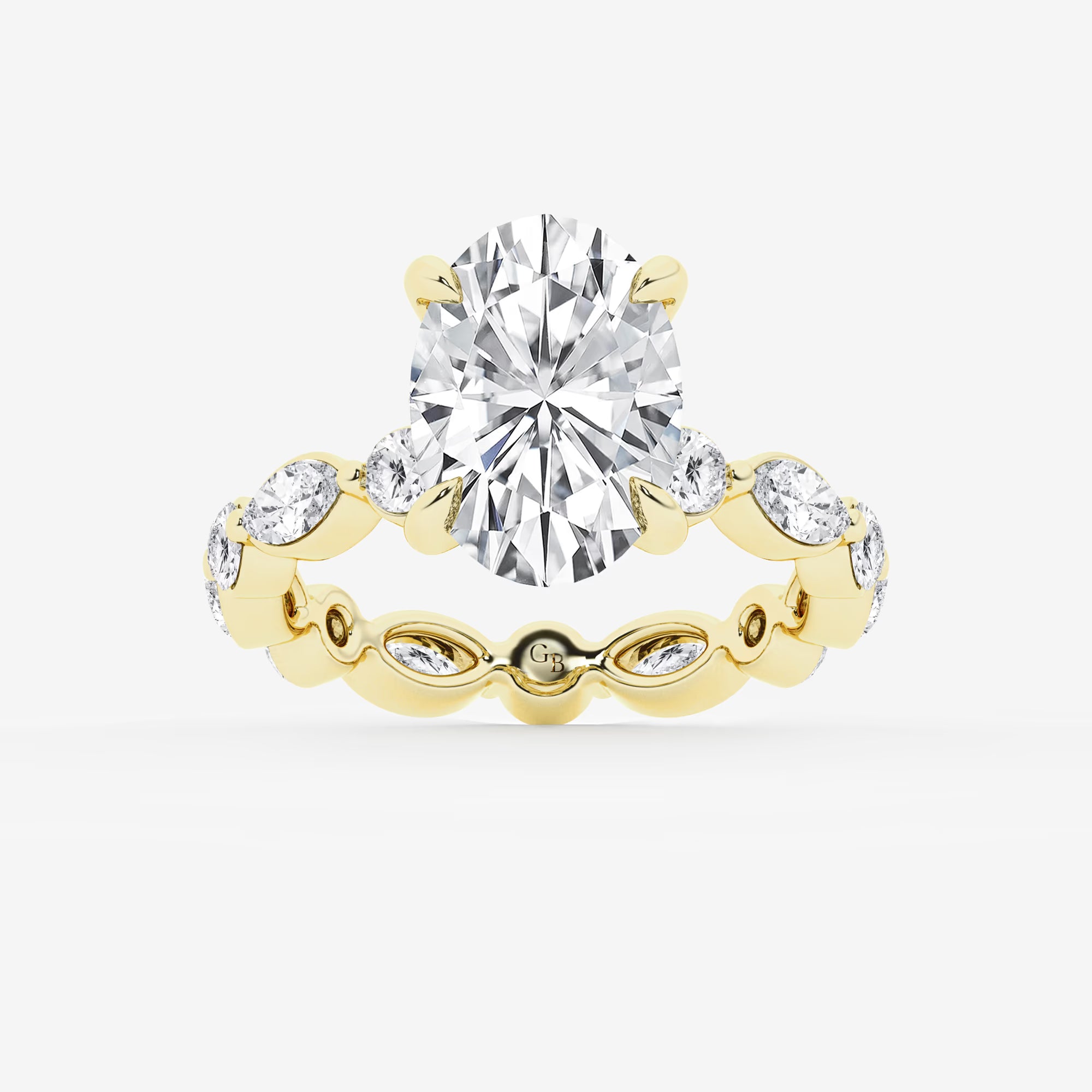Auravelle Oval Lab Grown Diamond Alternating Round and Marquise Eternity Engagement Ring