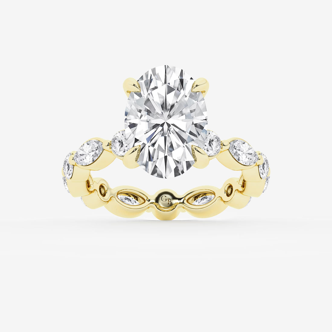 Auravelle Oval Lab Grown Diamond Alternating Round and Marquise Eternity Engagement Ring