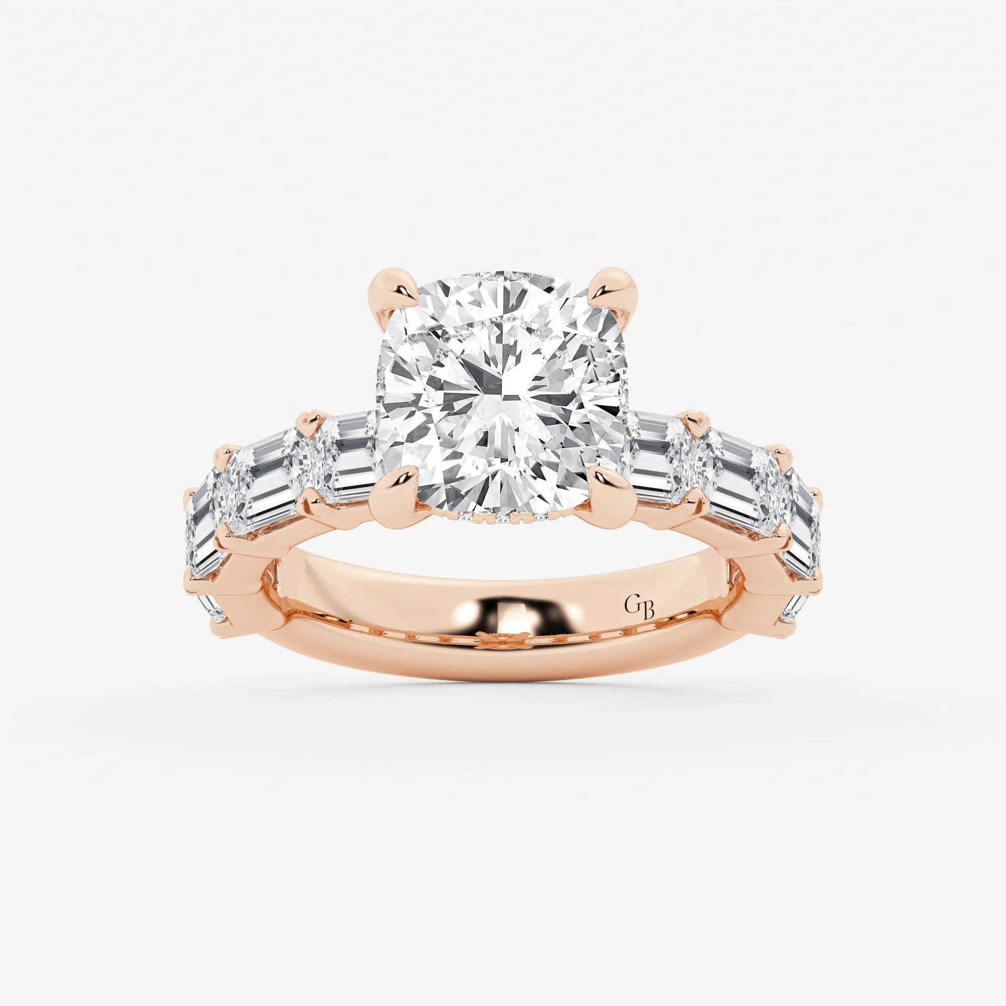 Cushion Lab Grown Diamond Hidden Halo Engagement Ring