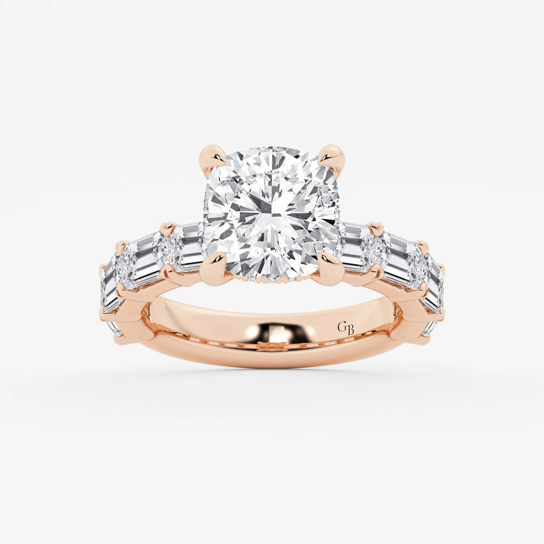 Cushion Lab Grown Diamond Hidden Halo Engagement Ring