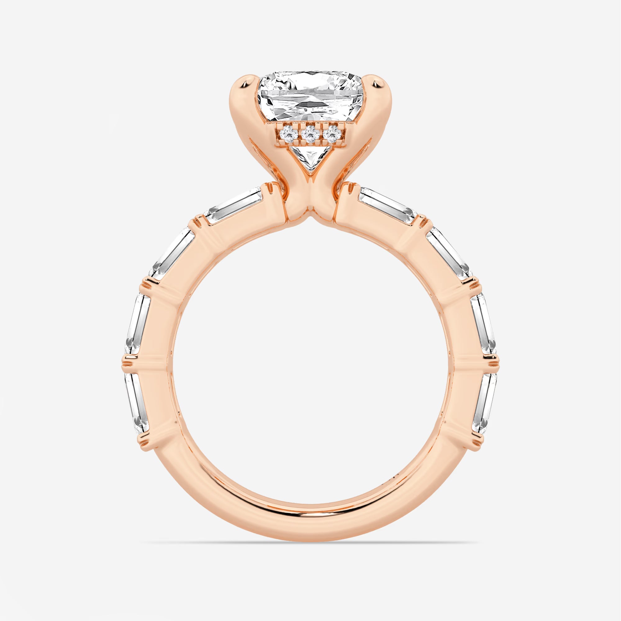 Cushion Lab Grown Diamond Hidden Halo Engagement Ring