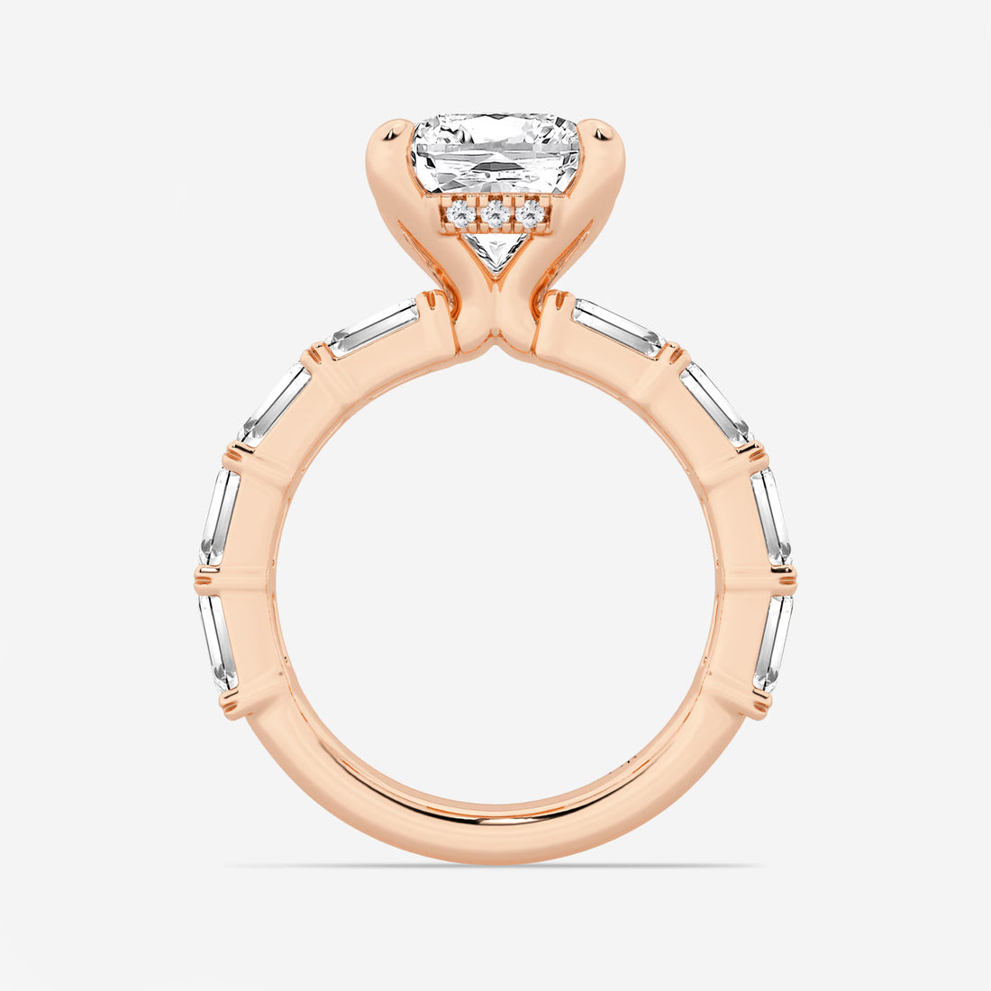 Cushion Lab Grown Diamond Hidden Halo Engagement Ring