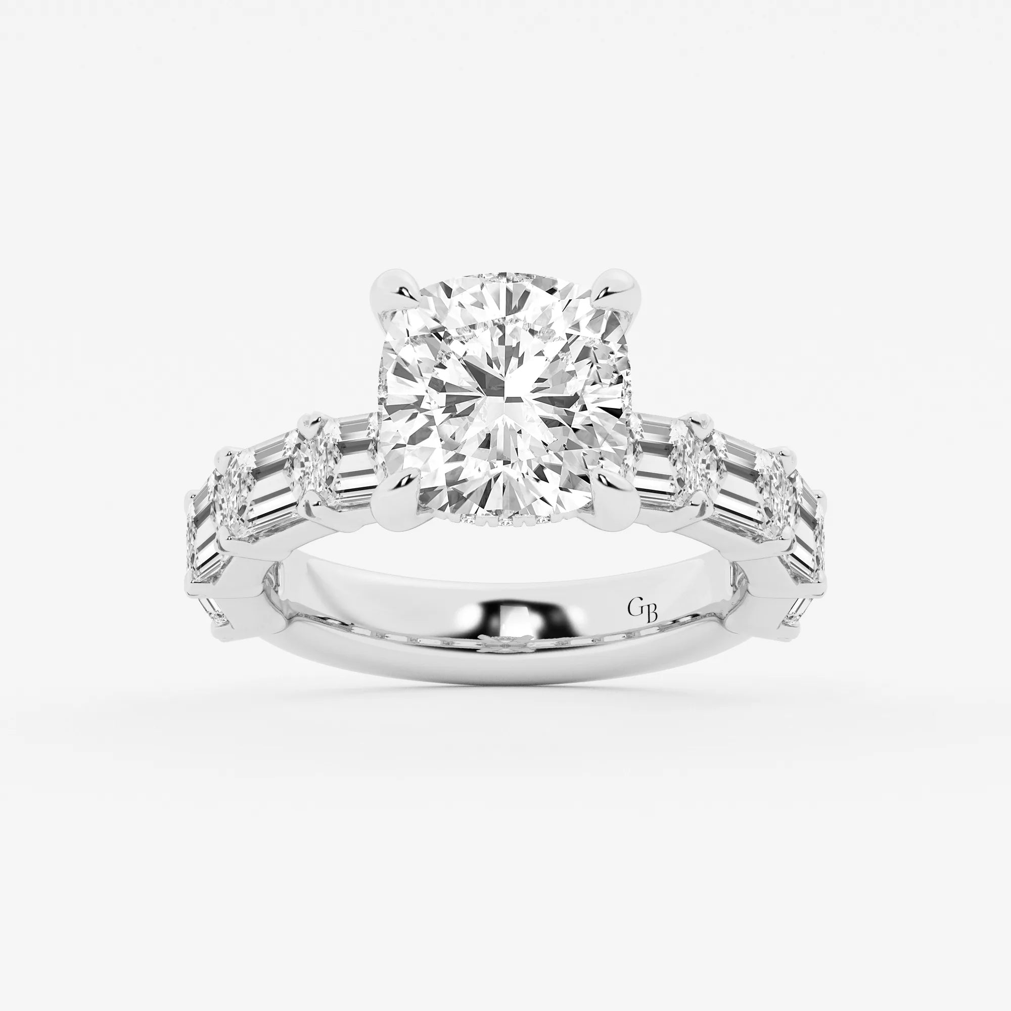 Cushion Lab Grown Diamond Hidden Halo Engagement Ring