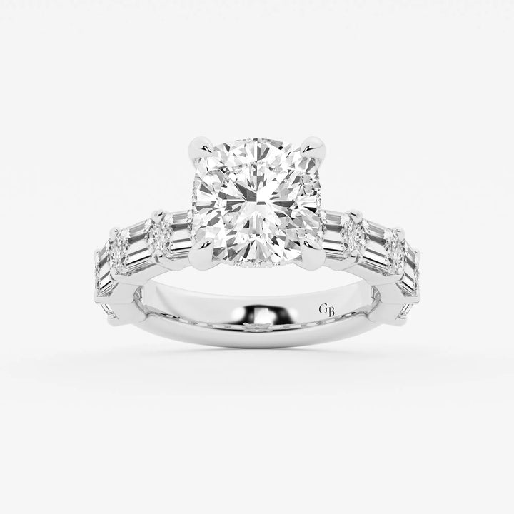Cushion Lab Grown Diamond Hidden Halo Engagement Ring
