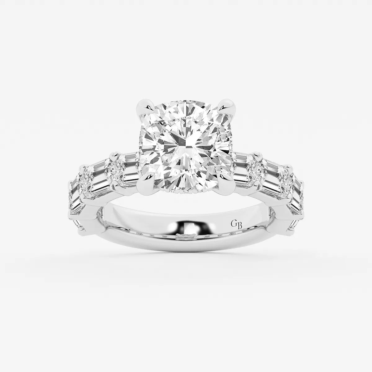 Cushion Lab Grown Diamond Hidden Halo Engagement Ring