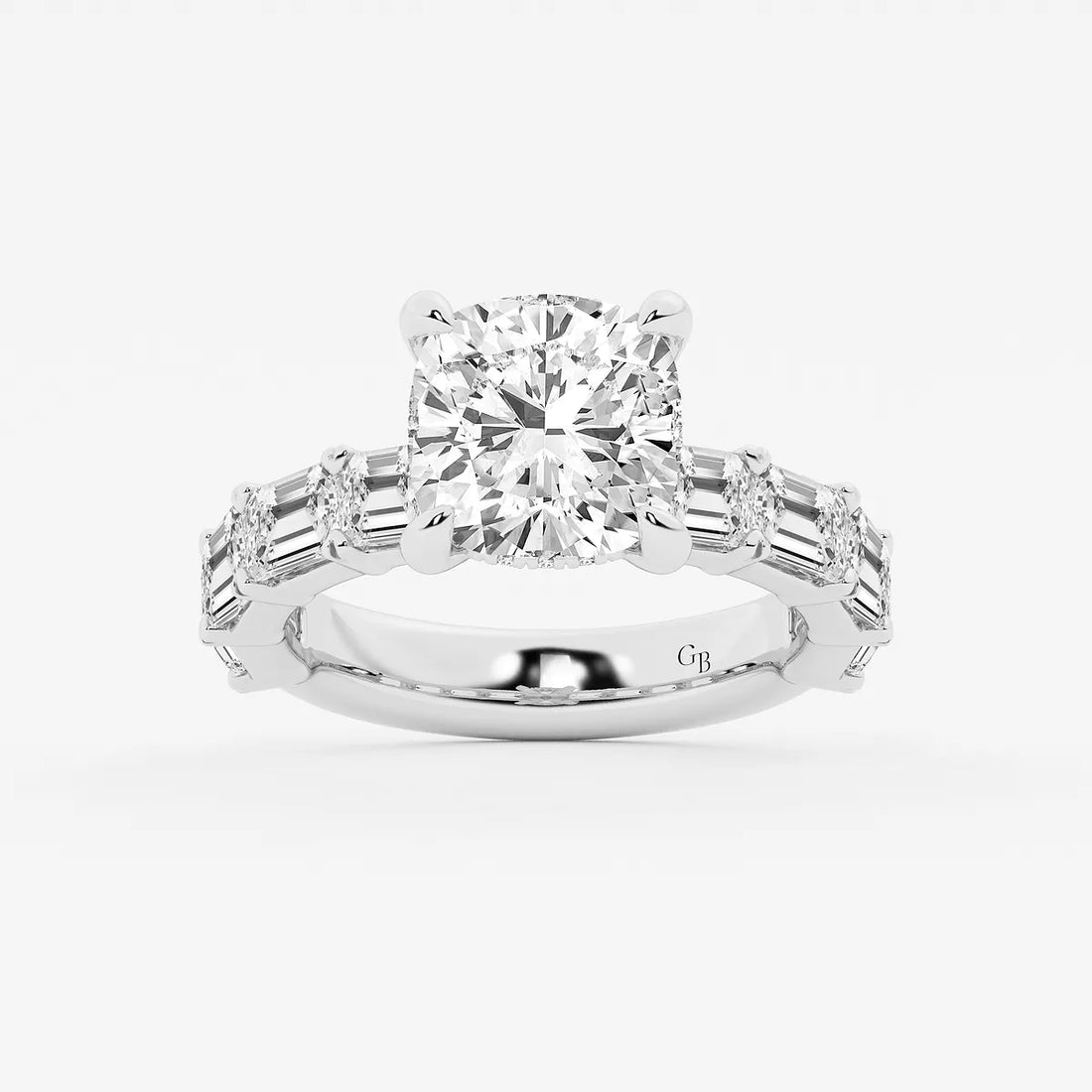 Cushion Lab Grown Diamond Hidden Halo Engagement Ring