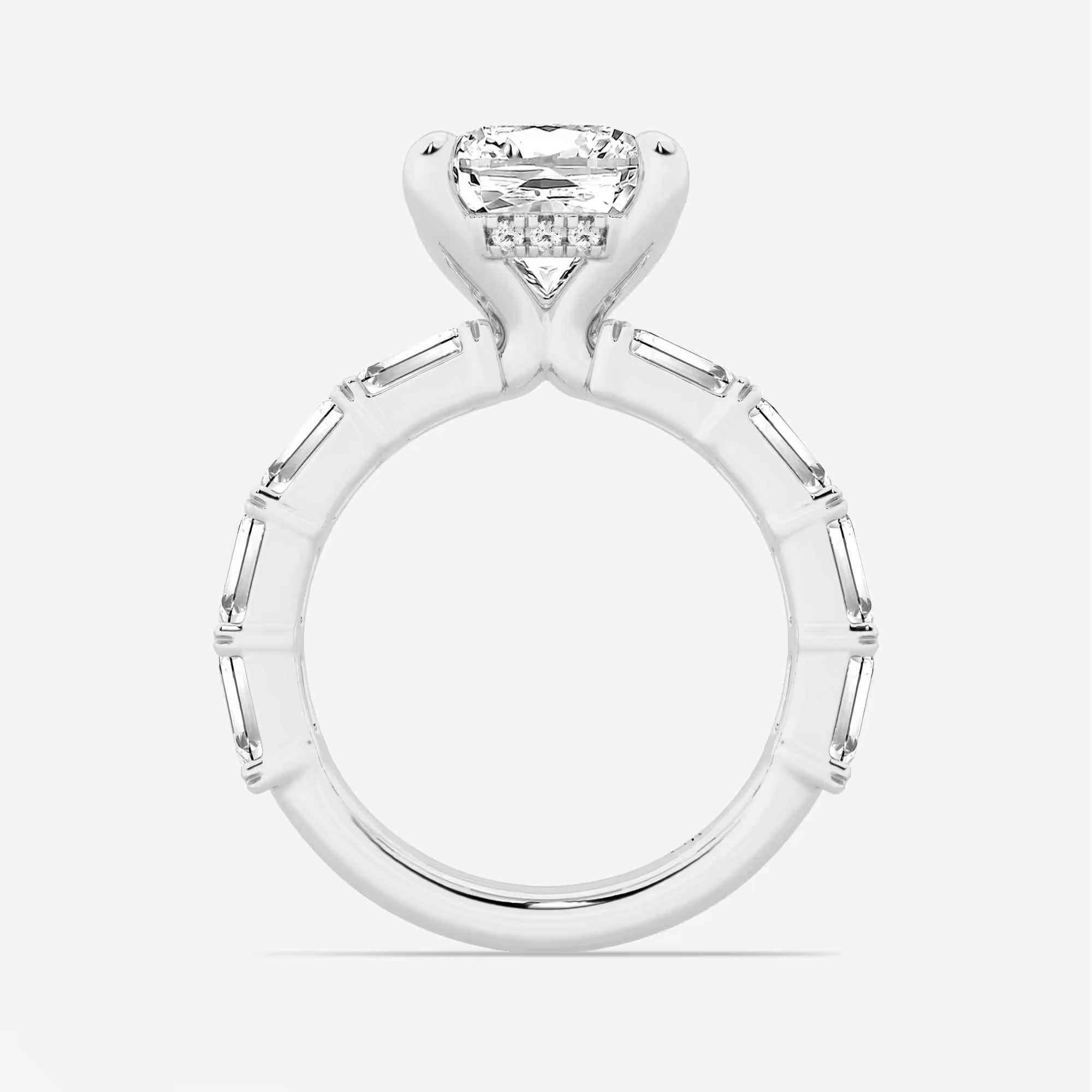 Cushion Lab Grown Diamond Hidden Halo Engagement Ring