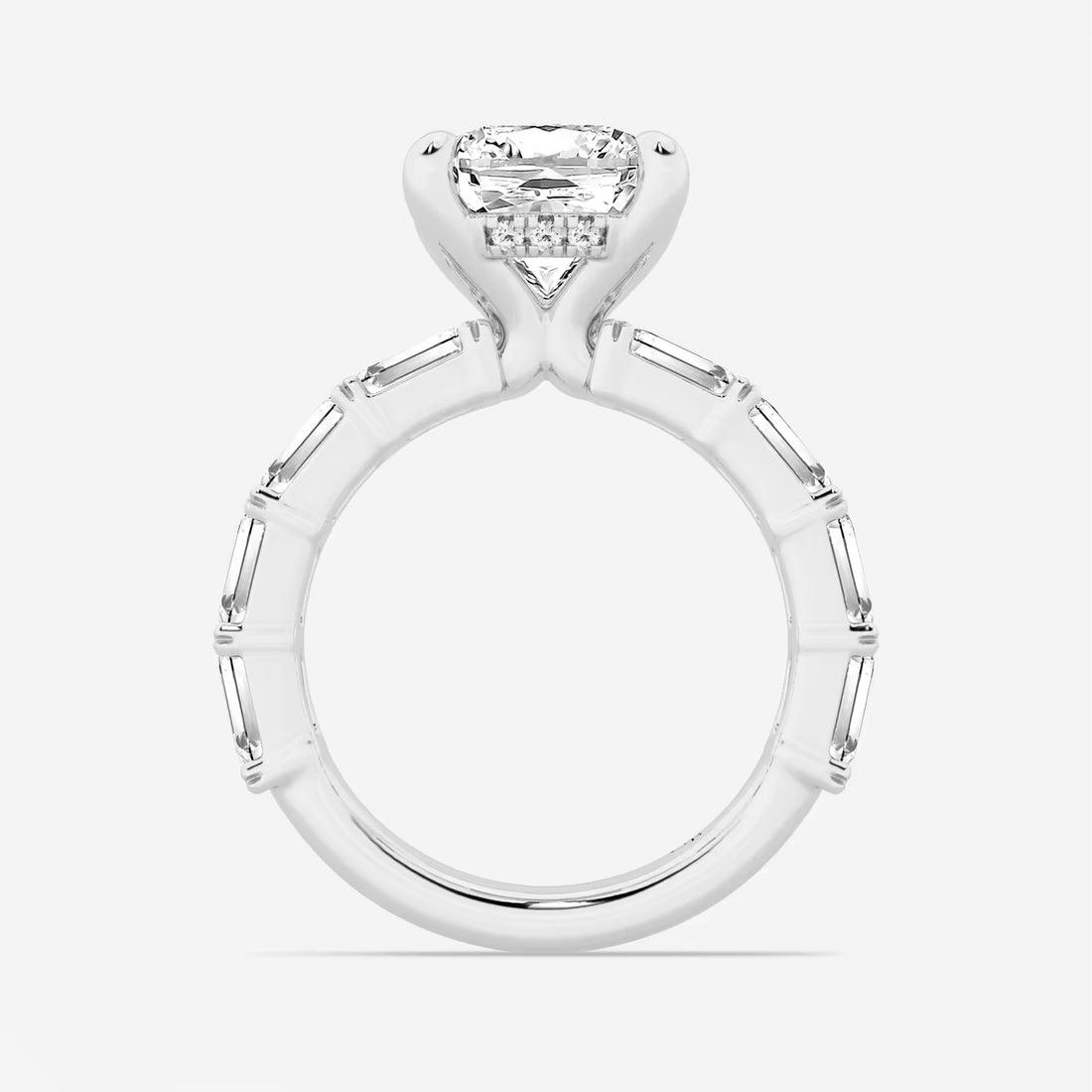 Cushion Lab Grown Diamond Hidden Halo Engagement Ring