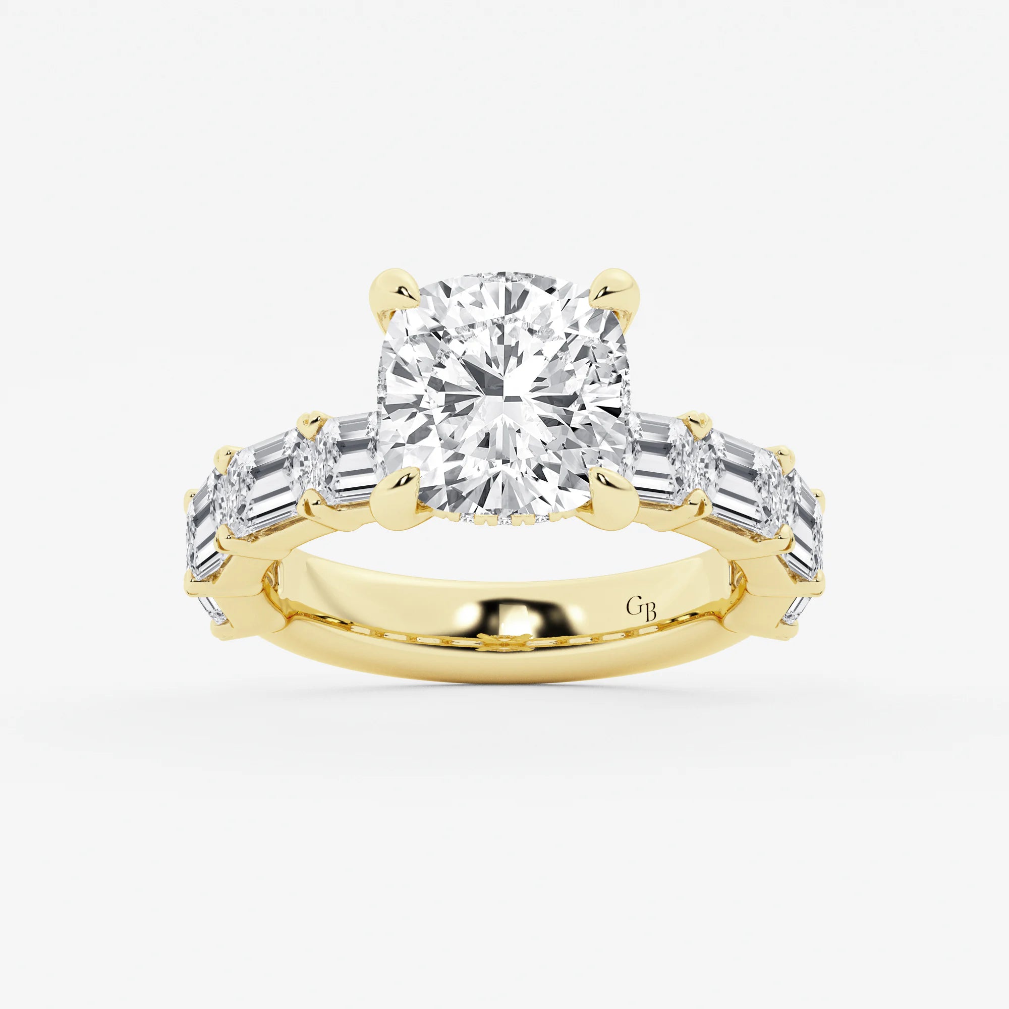 Cushion Lab Grown Diamond Hidden Halo Engagement Ring