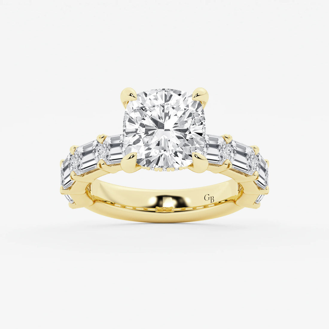 Cushion Lab Grown Diamond Hidden Halo Engagement Ring