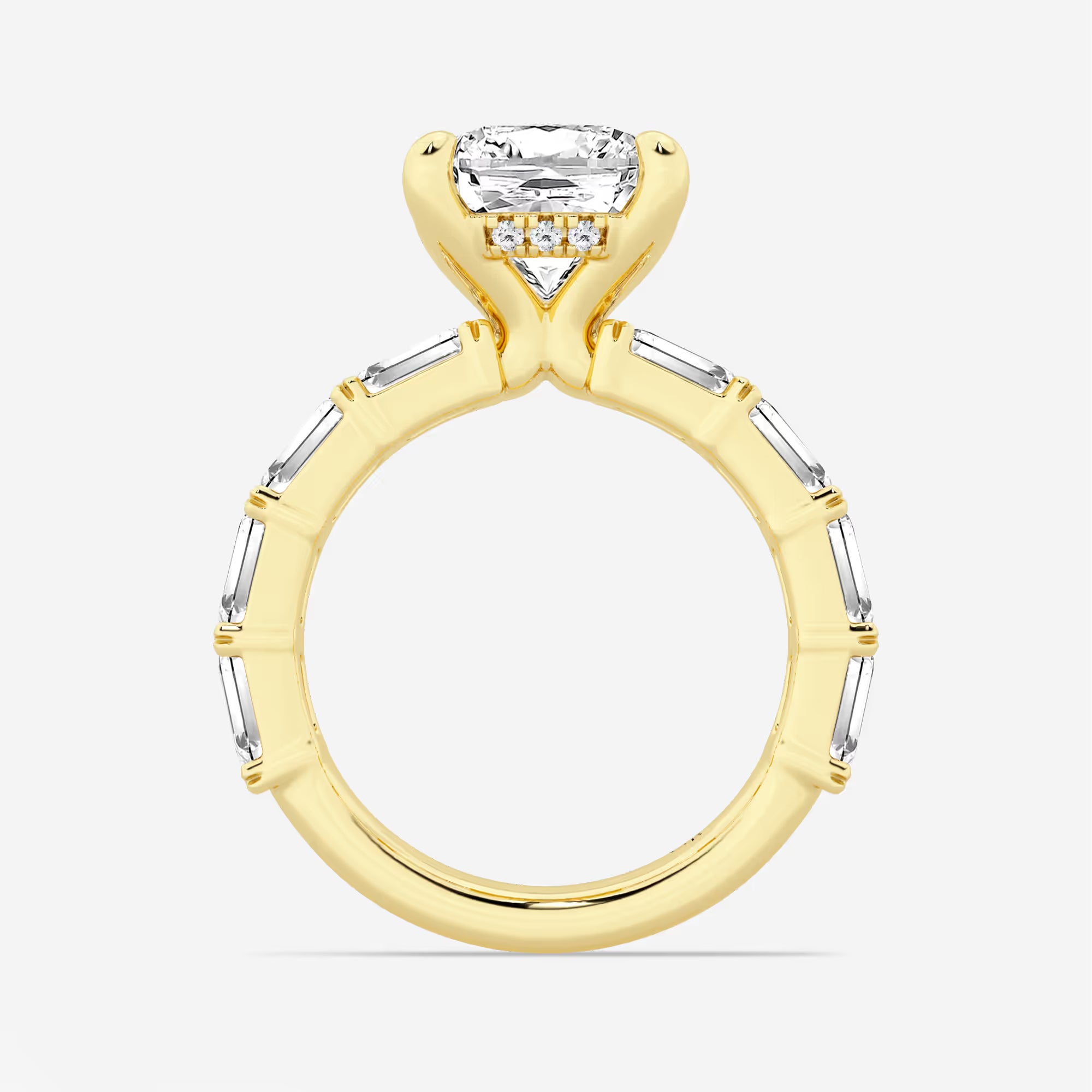 Cushion Lab Grown Diamond Hidden Halo Engagement Ring