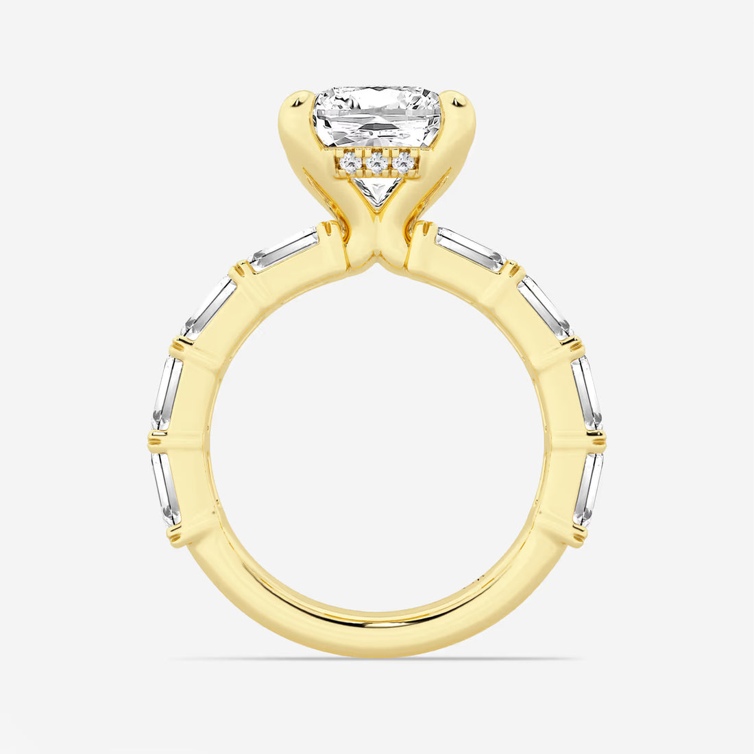 Cushion Lab Grown Diamond Hidden Halo Engagement Ring