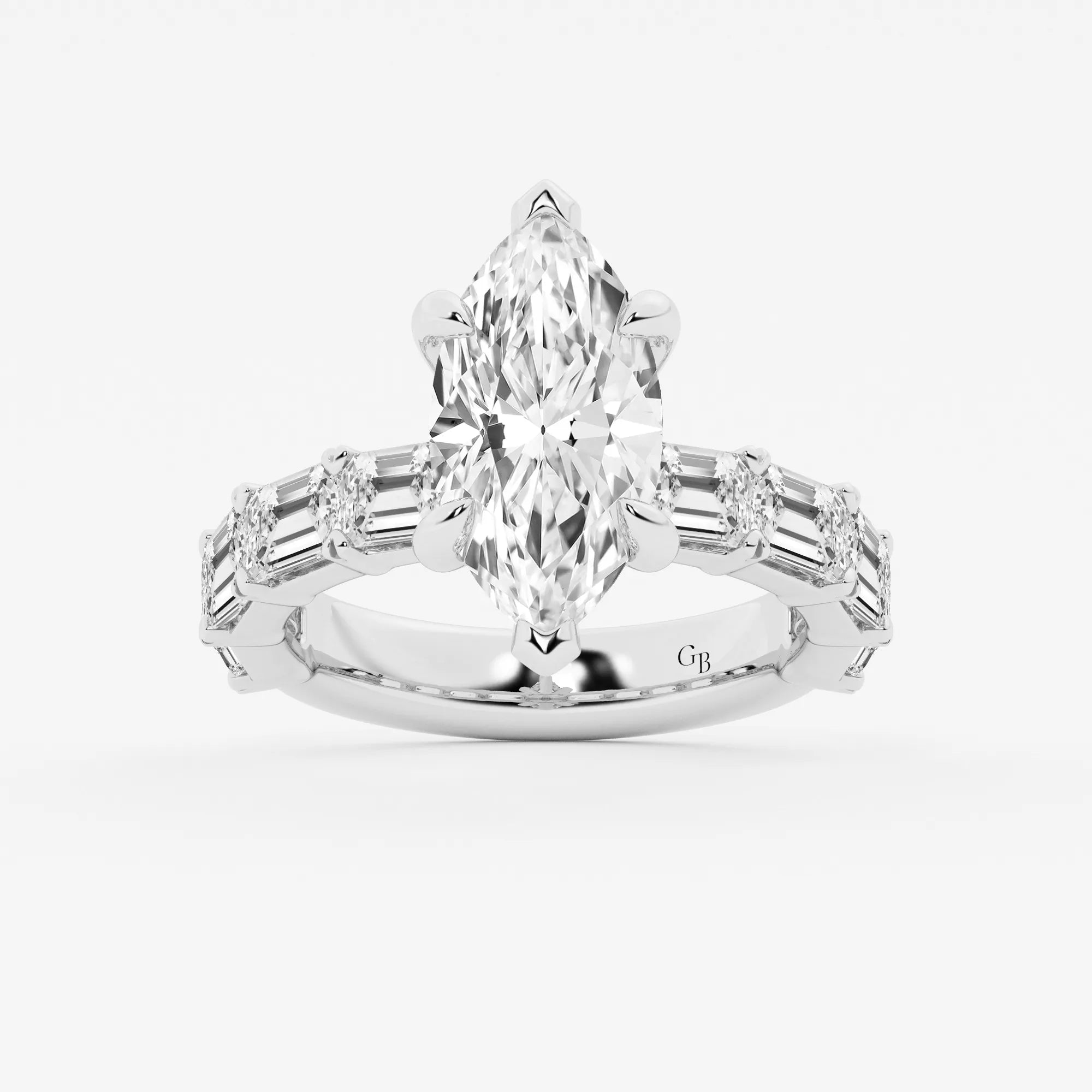 Lunara Marquise Lab-Grown Diamond Hidden Halo Engagement Ring