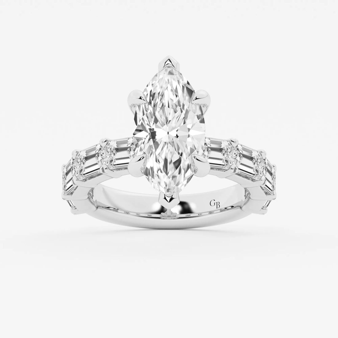 Lunara Marquise Lab-Grown Diamond Hidden Halo Engagement Ring
