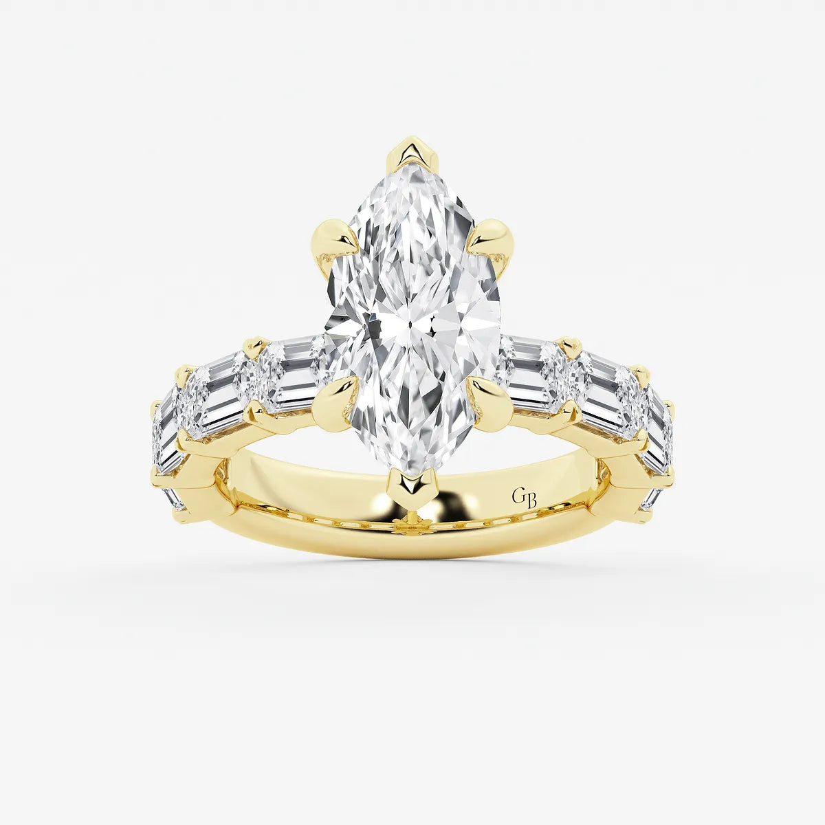 Lunara Marquise Lab-Grown Diamond Hidden Halo Engagement Ring