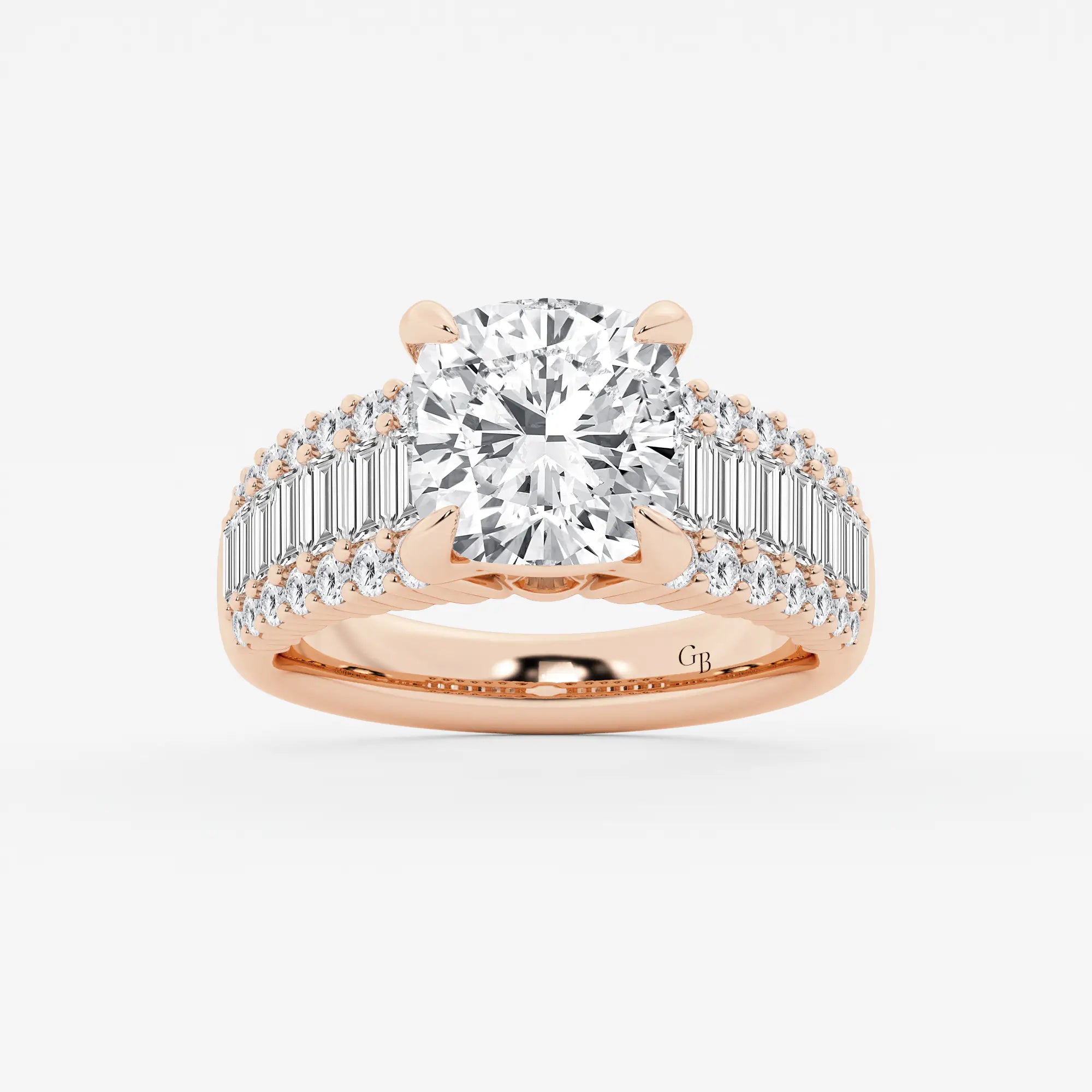 Elowen Cushion Lab-Grown Diamond Side Stone Engagement Ring
