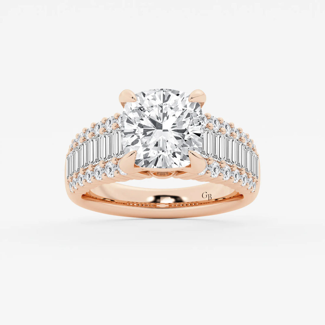 Elowen Cushion Lab-Grown Diamond Side Stone Engagement Ring