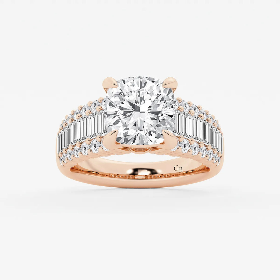 Elowen Cushion Lab-Grown Diamond Side Stone Engagement Ring
