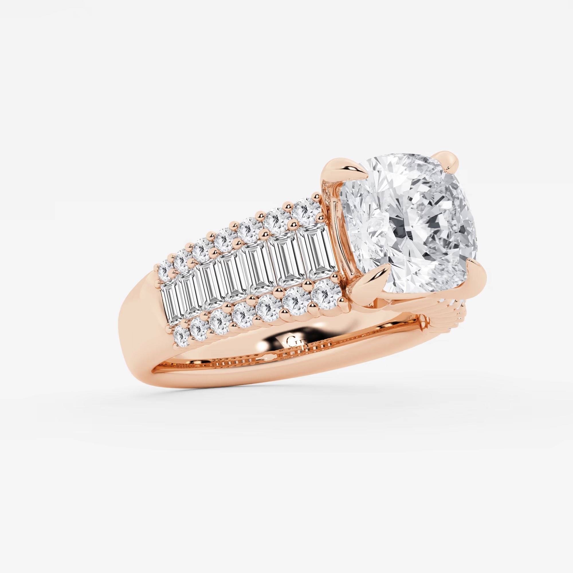 Elowen Cushion Lab-Grown Diamond Side Stone Engagement Ring