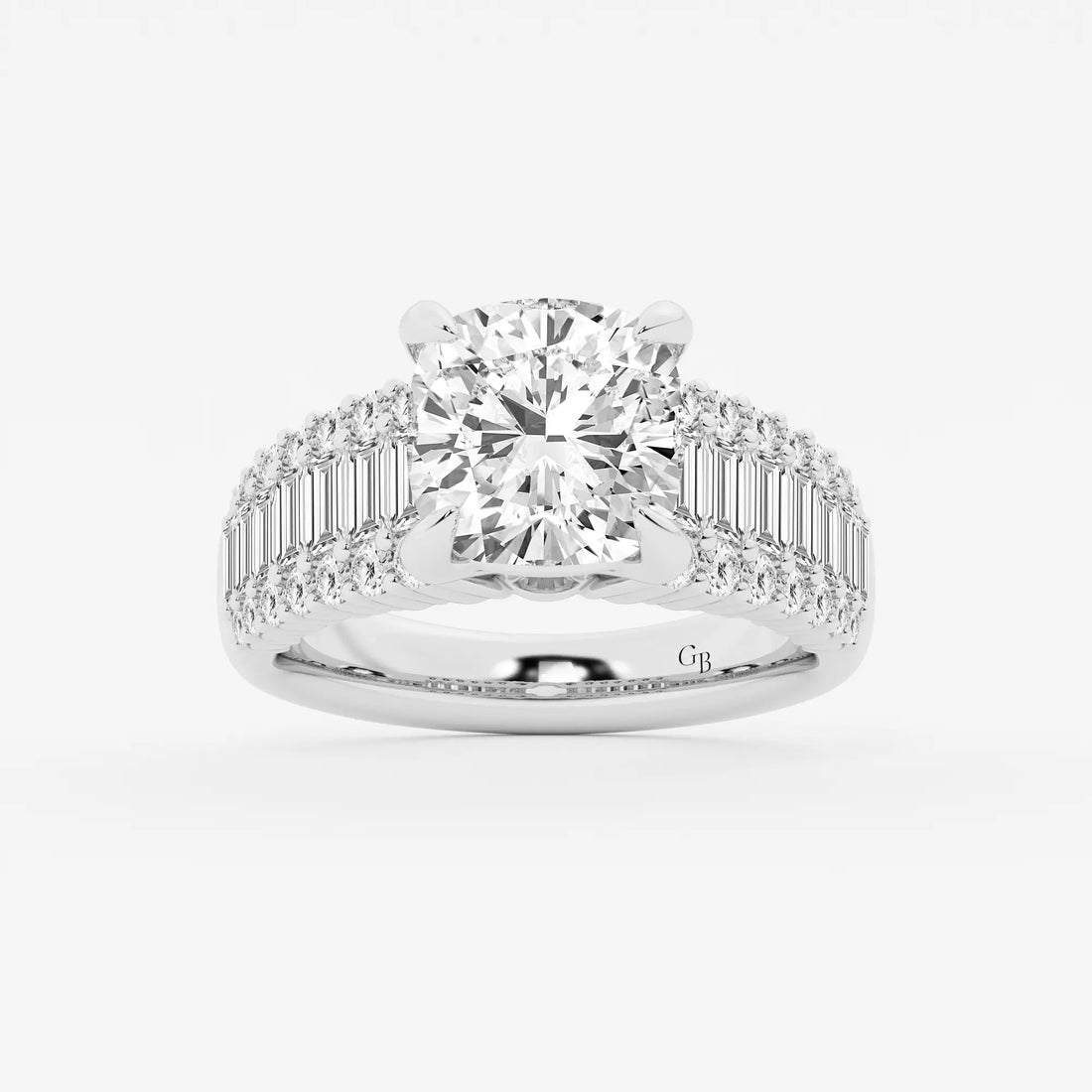 Elowen Cushion Lab-Grown Diamond Side Stone Engagement Ring