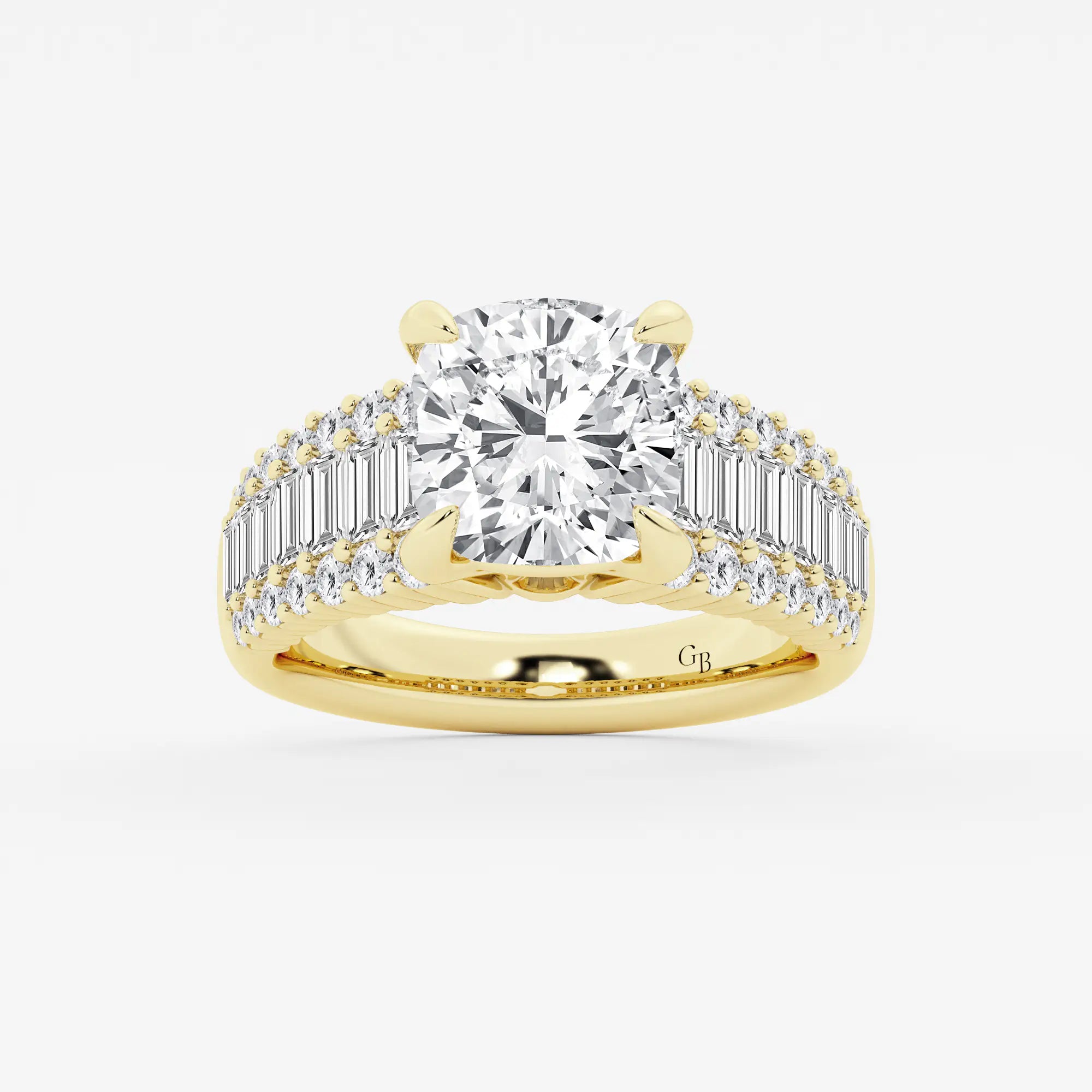 Elowen Cushion Lab-Grown Diamond Side Stone Engagement Ring