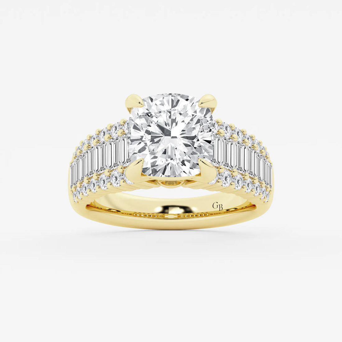 Elowen Cushion Lab-Grown Diamond Side Stone Engagement Ring