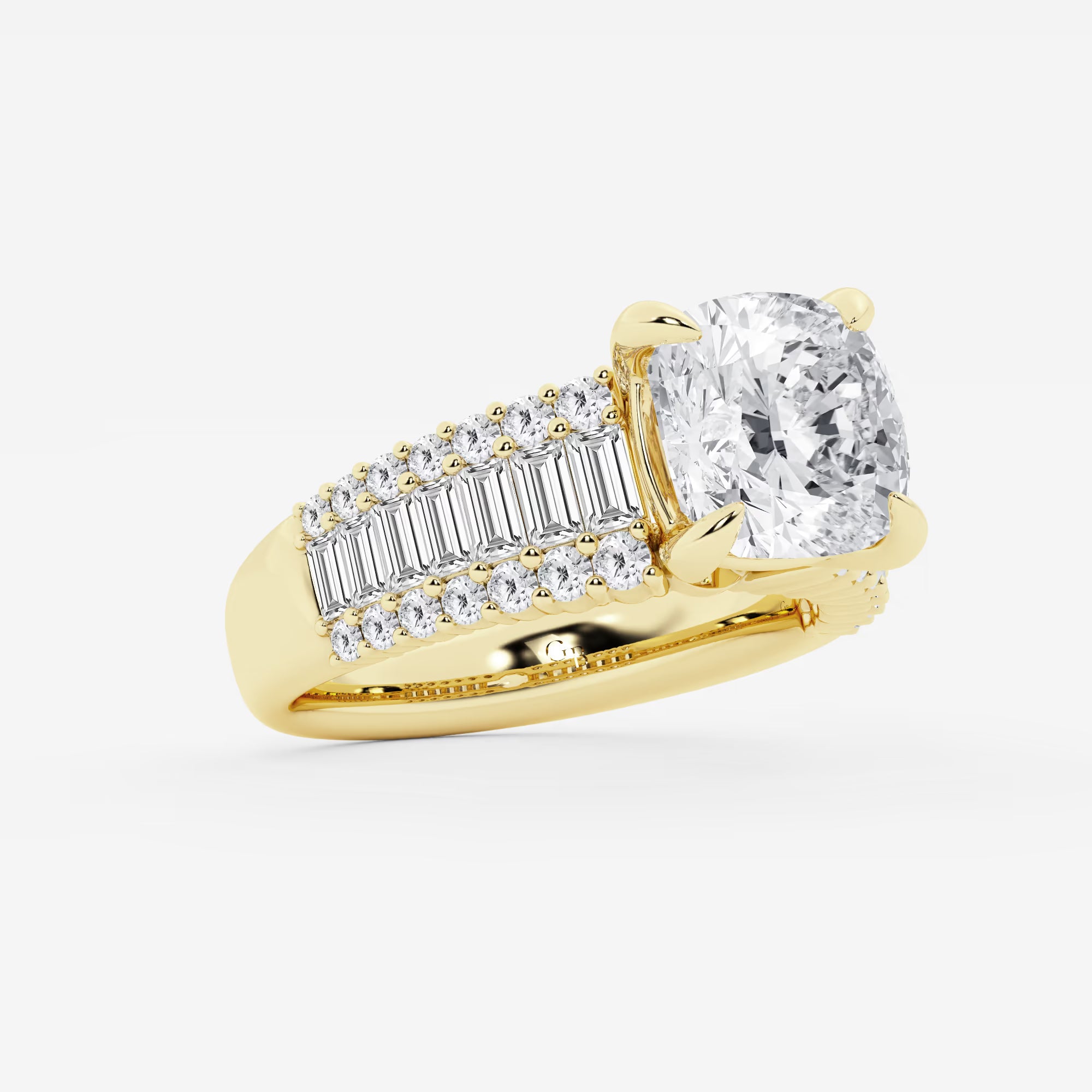 Elowen Cushion Lab-Grown Diamond Side Stone Engagement Ring