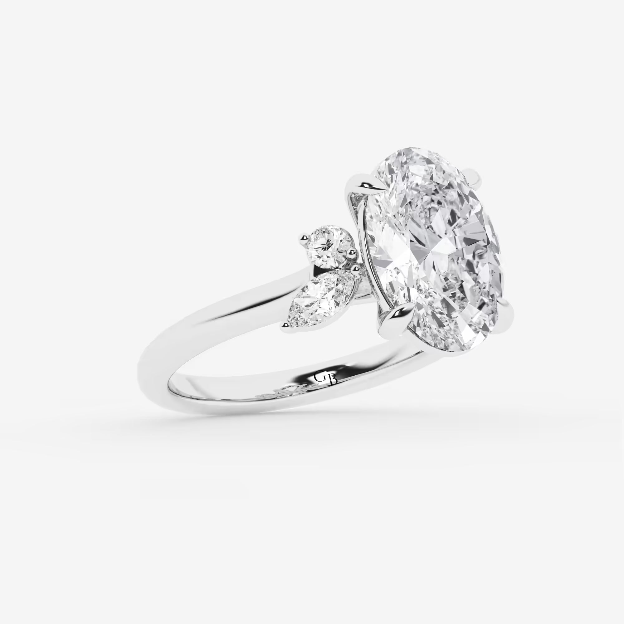 Floravelle Oval Lab Grown Diamond Floral Engagement Ring with Round & Marquise Side Stones