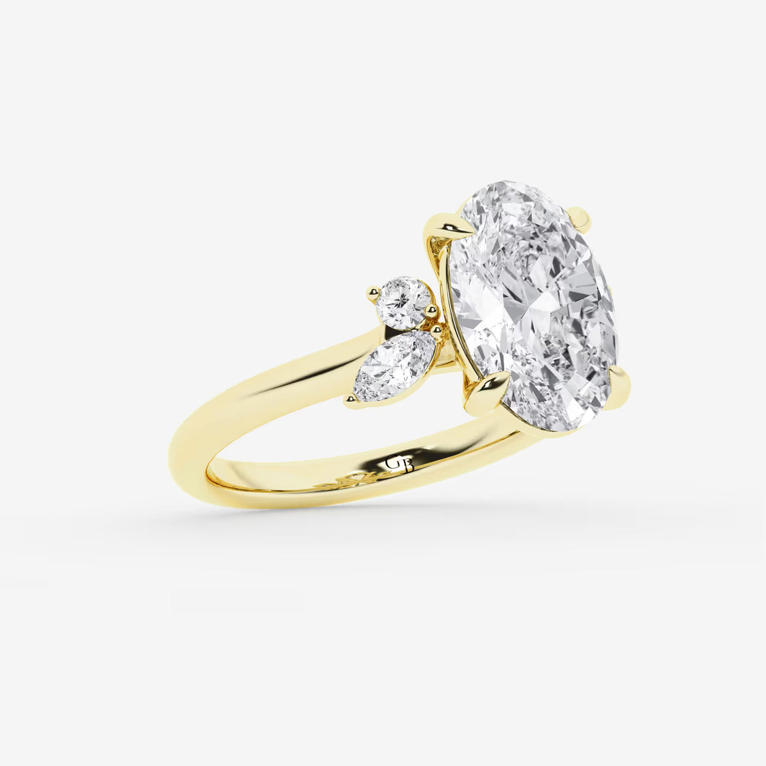 Floravelle Oval Lab Grown Diamond Floral Engagement Ring with Round & Marquise Side Stones