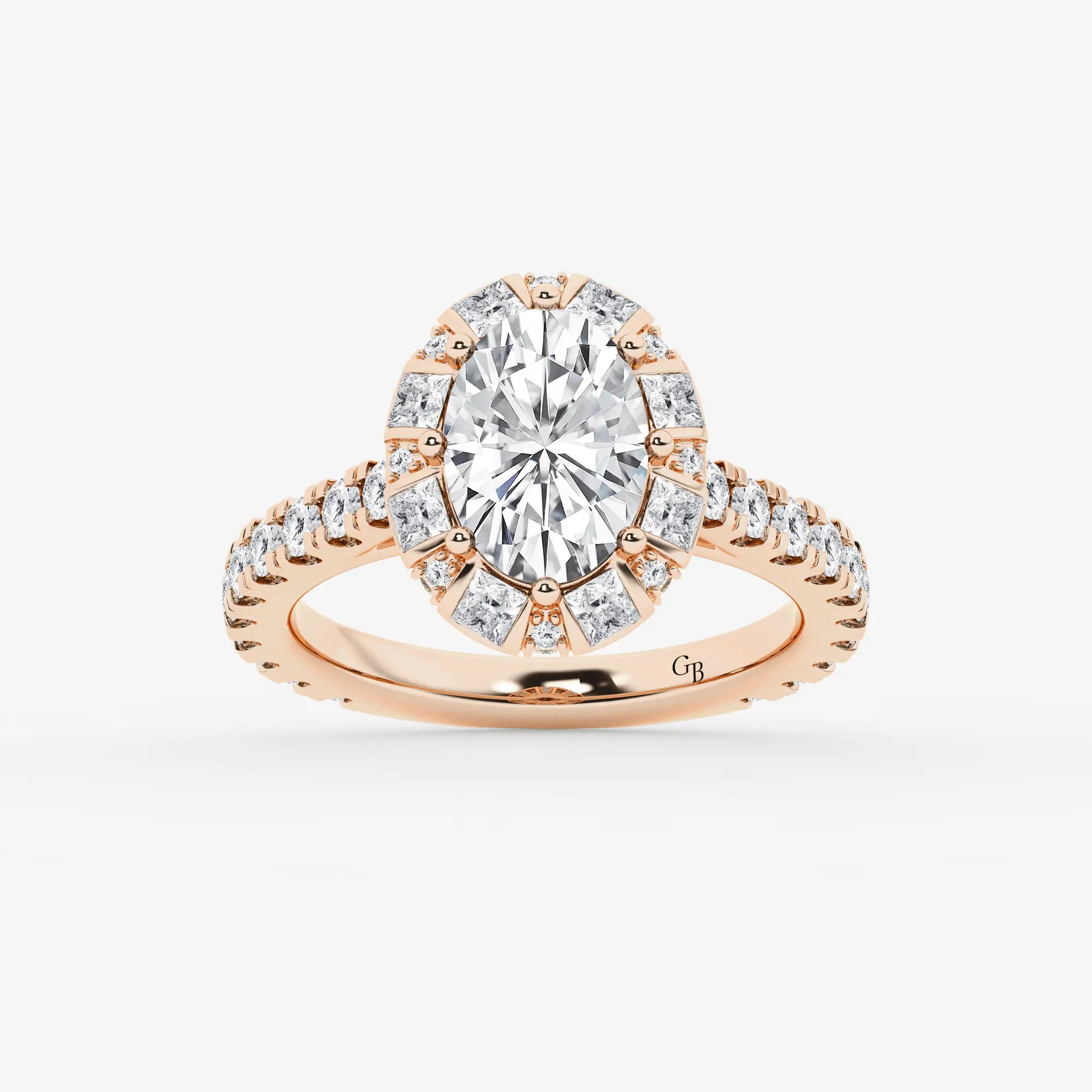 Aurielle Oval Lab Grown Diamond Engagement Ring with Princess Cut Halo
