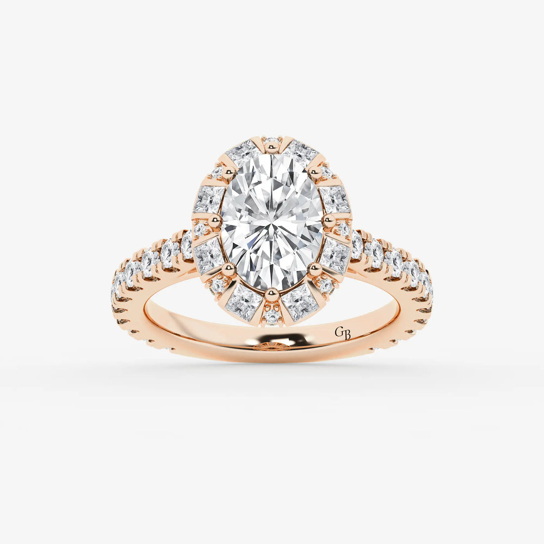 Aurielle Oval Lab Grown Diamond Engagement Ring with Princess Cut Halo