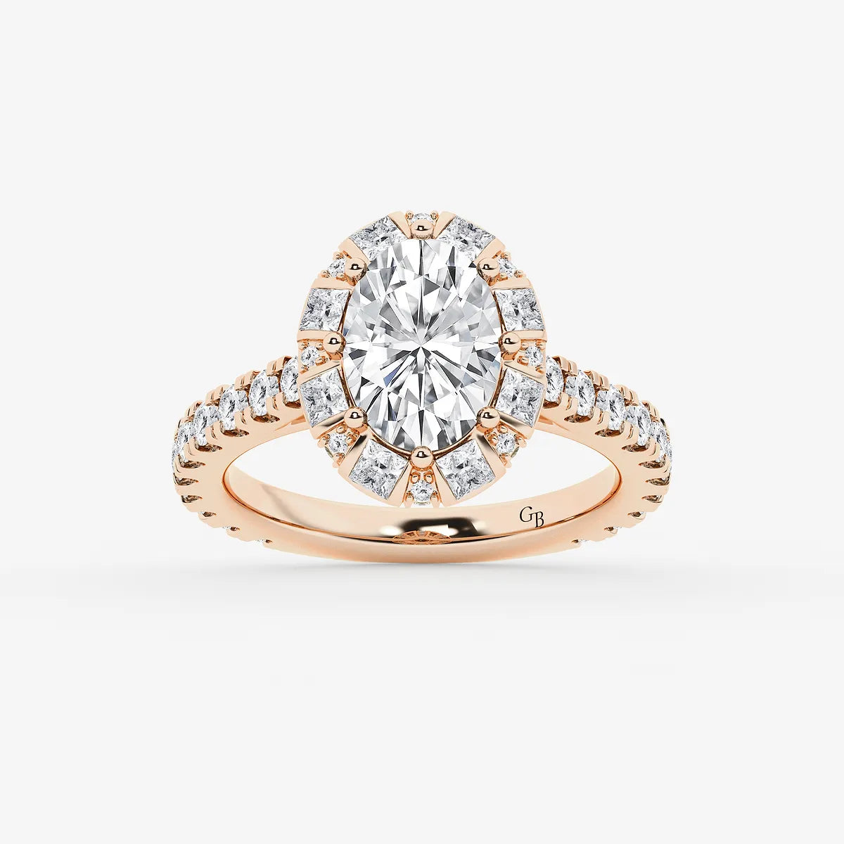 Aurielle Oval Lab Grown Diamond Engagement Ring with Princess Cut Halo